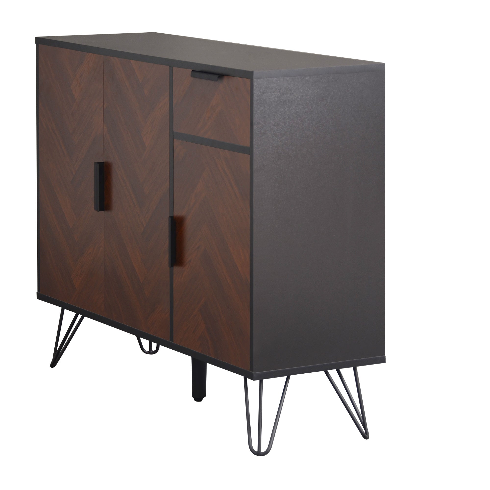 Logidon opbergkast dressoir zwart houtlook 90x30x71,5 cm