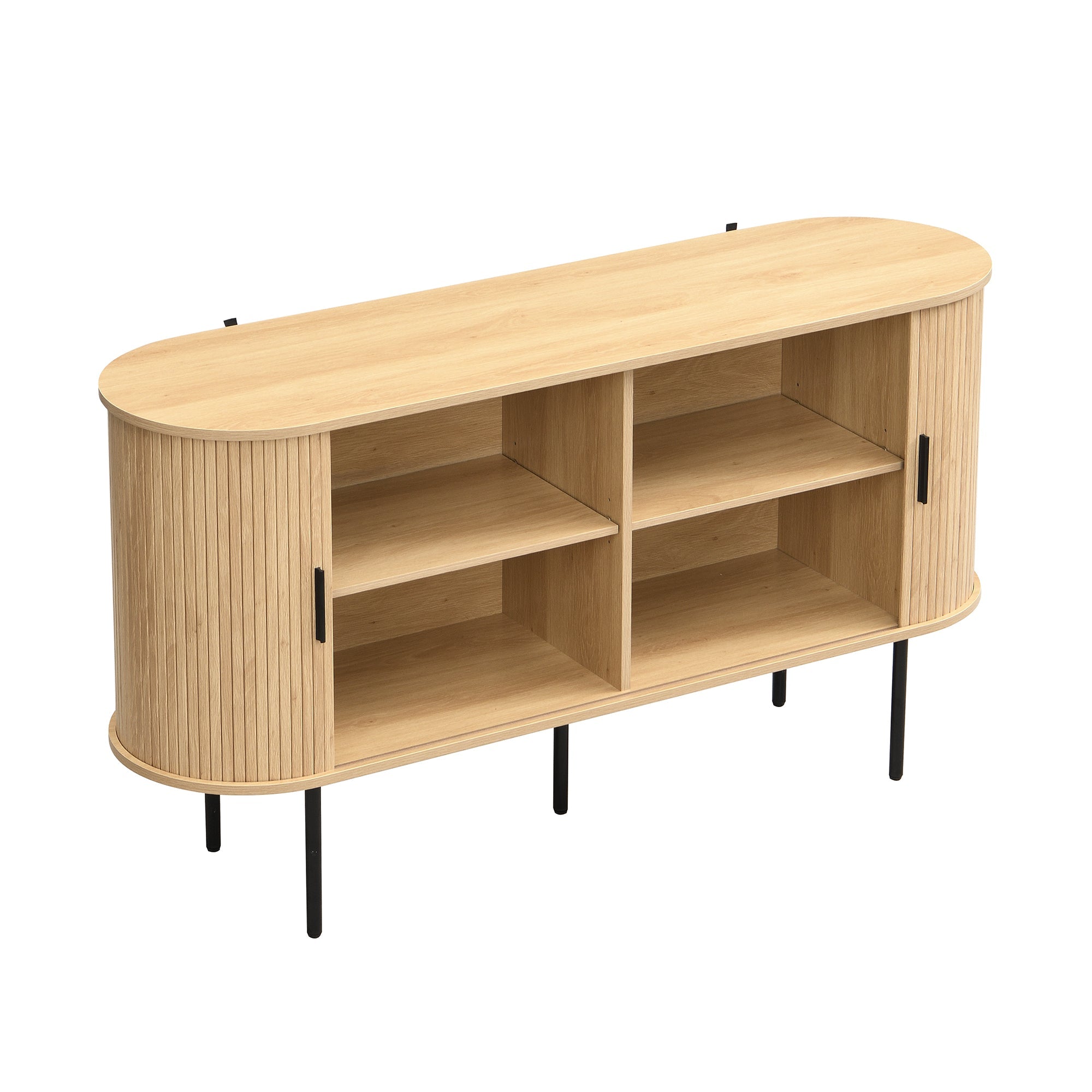 Logidon Modern MDF dressoir met rolluikdeuren en aluminium handgrepen