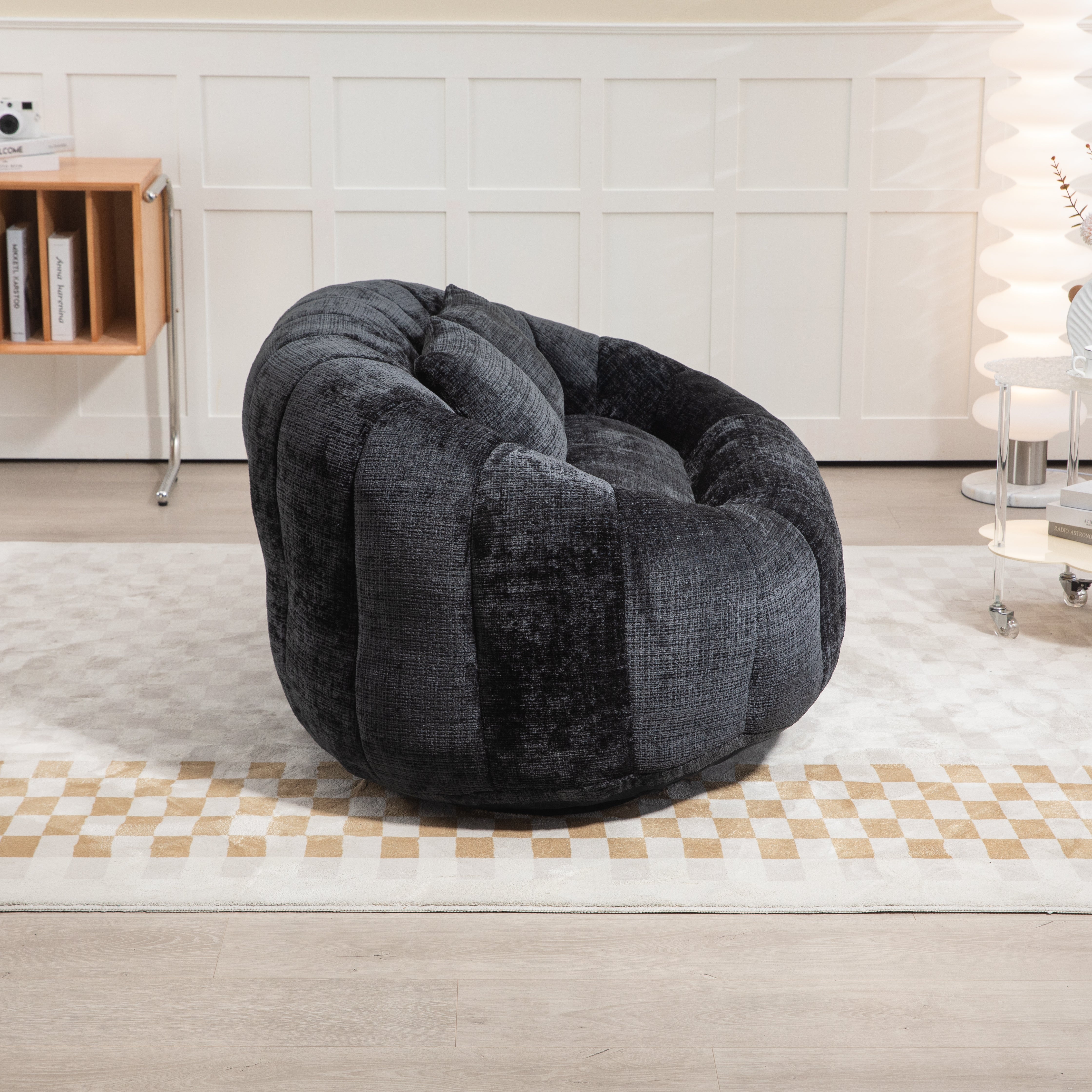 Logidon Luxe Zitzak met Hoge Rug Chenille Zwart 150x95 cm