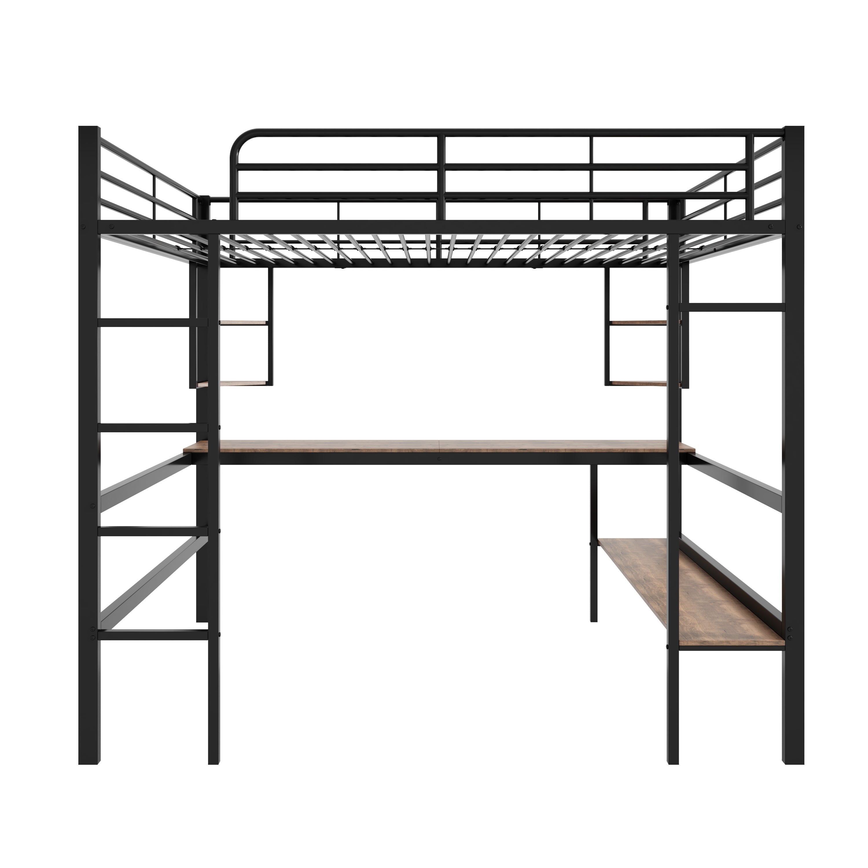 Logidon loft bed 140x200 black with desk and shelves