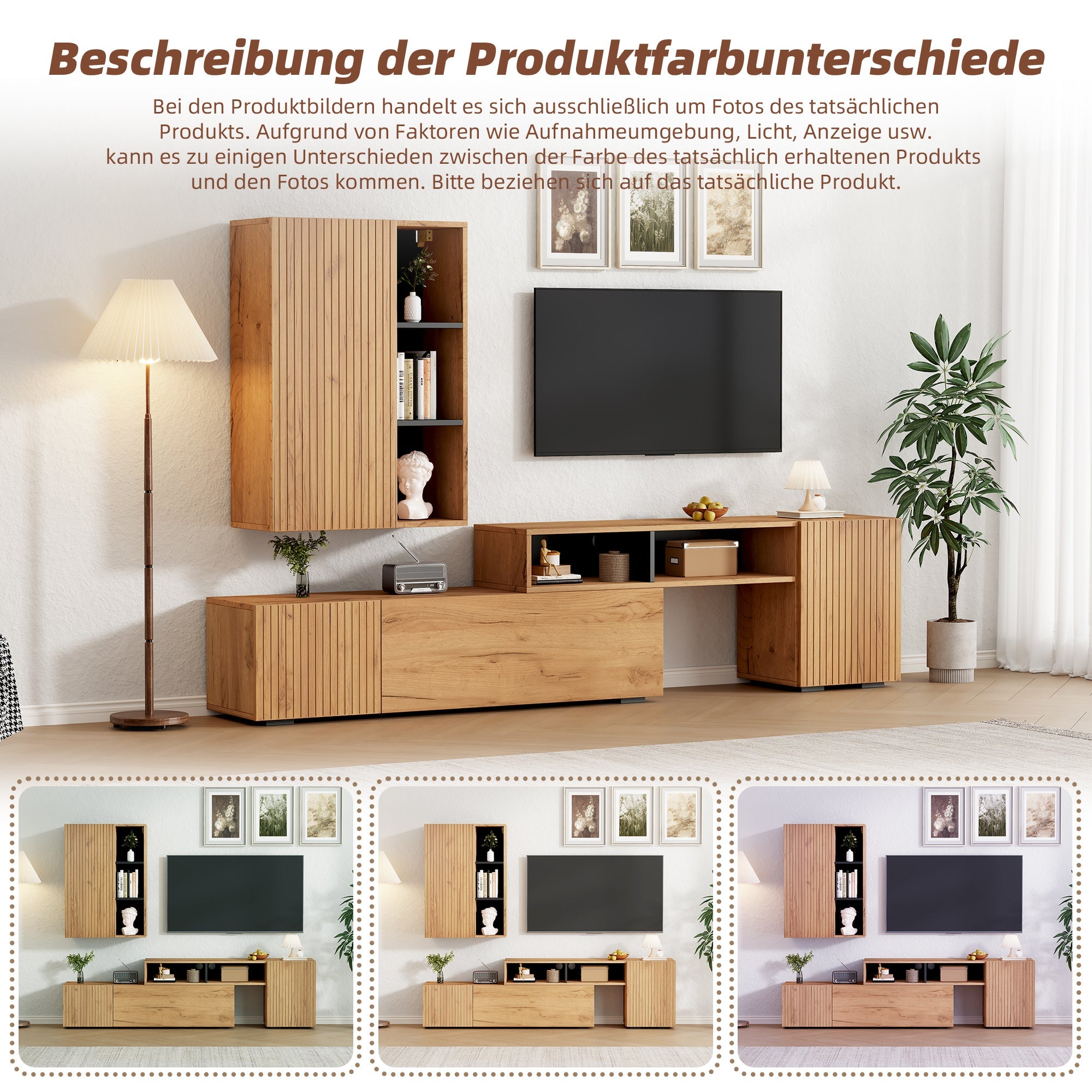 Logidon TV wall unit set display case two parts up to 265 cm oak black
