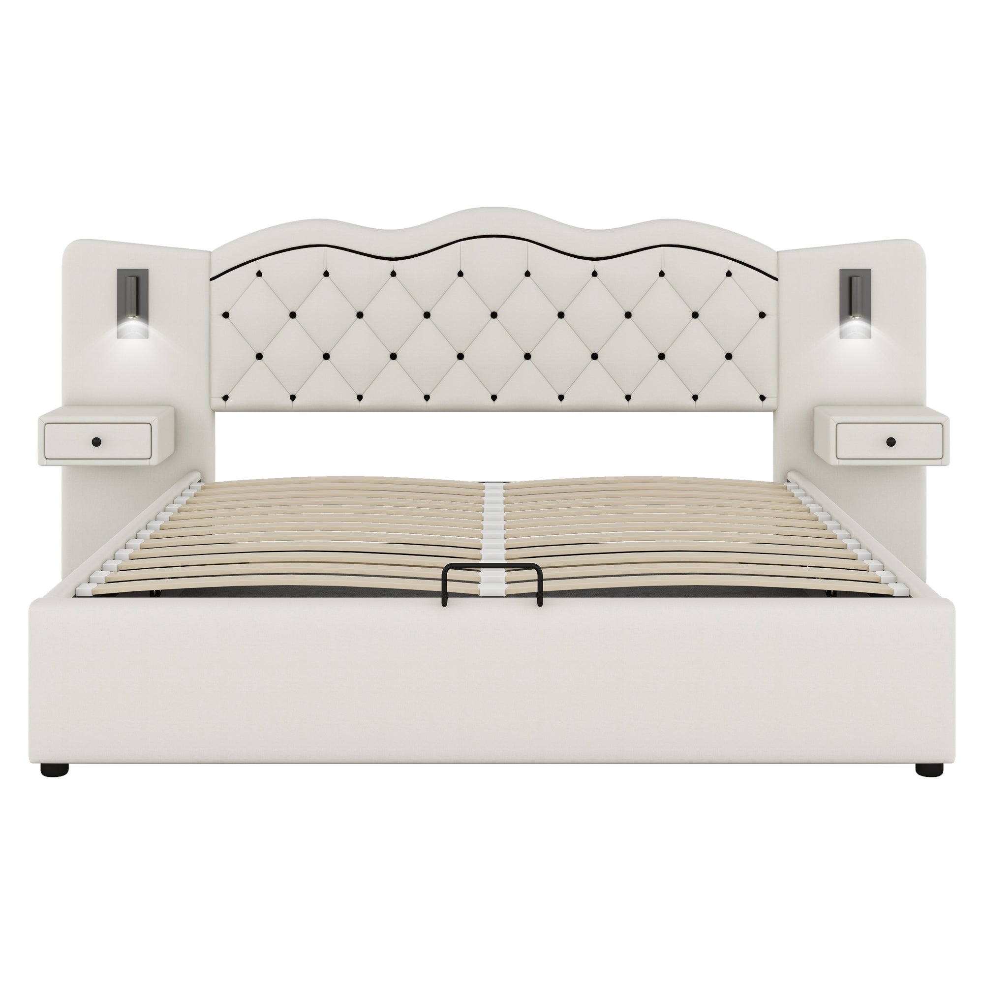 Logidon 180x200 beige plat bed met gestoffeerd hoofdeinde