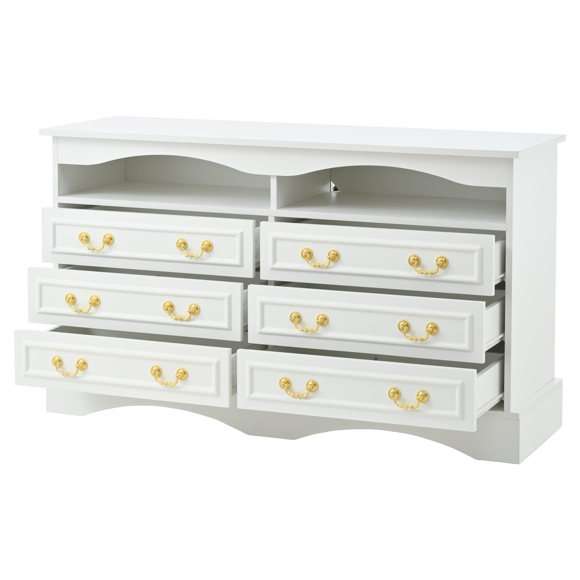 Logidon Dressoir 120x40x70 met LED-licht en halfopen opbergruimte Wit