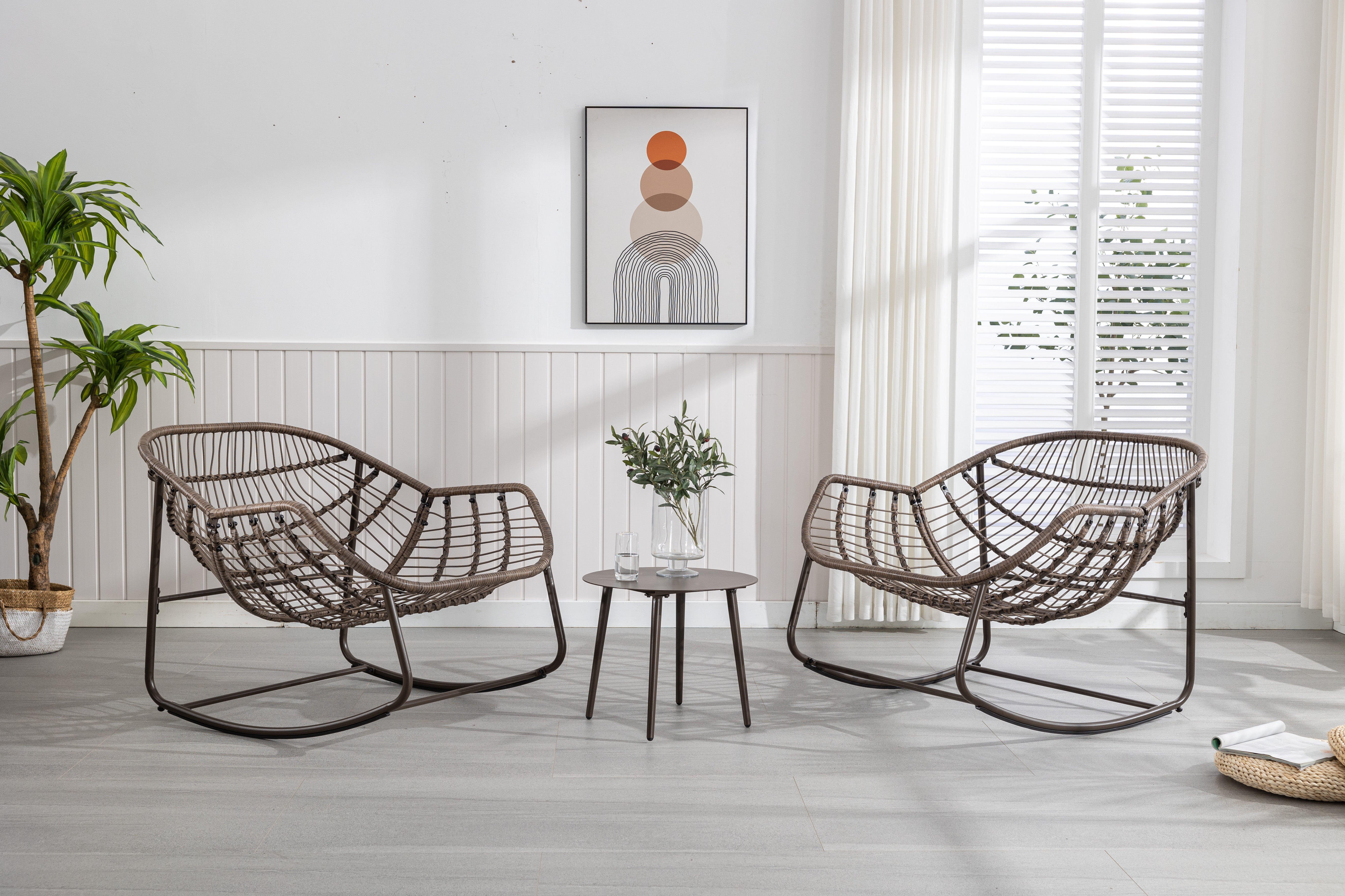 Logidon Outdoor Rotan Oversized Schommelstoel Marineblauwe Tuinstoel