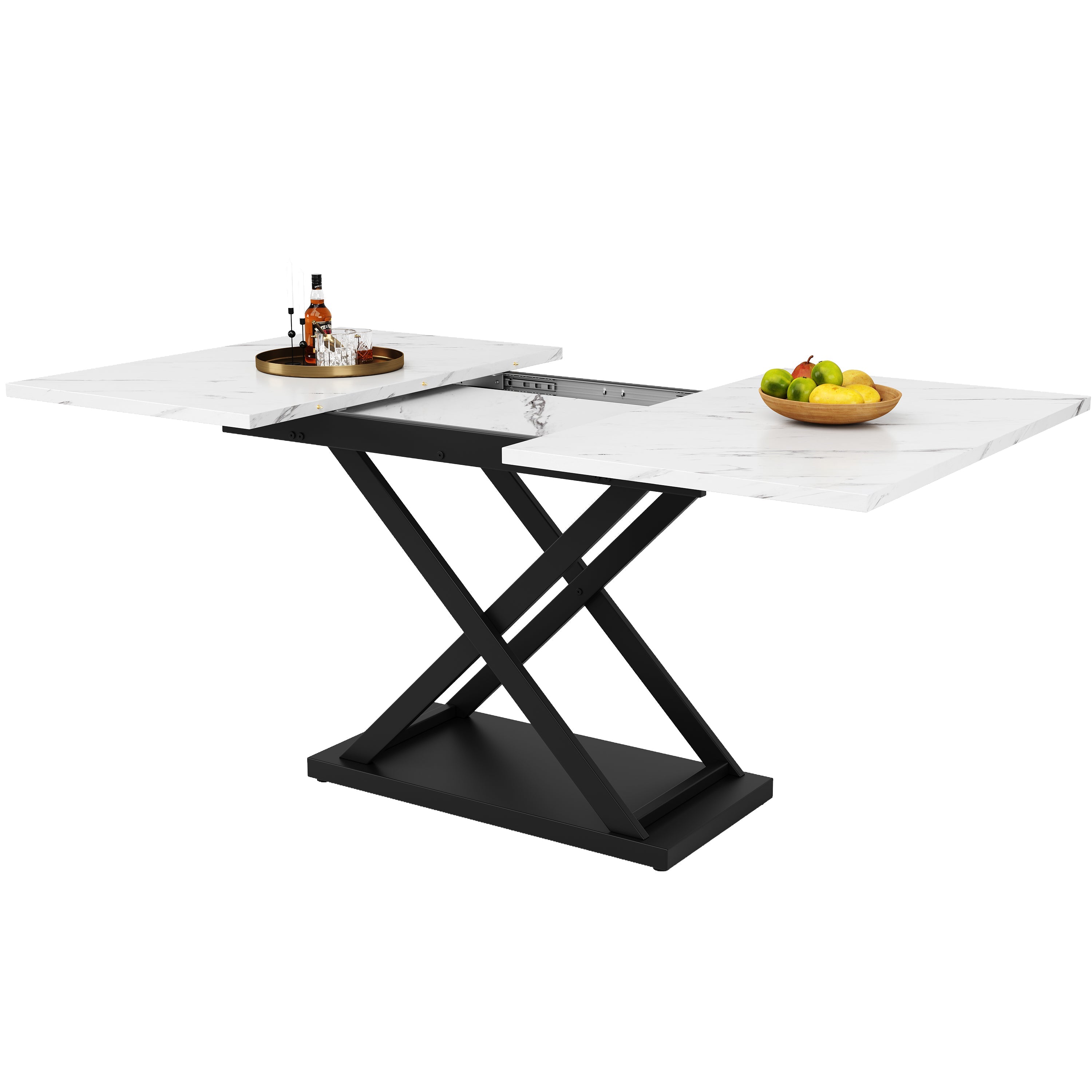 Logidon uitschuifbare eettafel 120-160 x 80 cm wit marmerlook