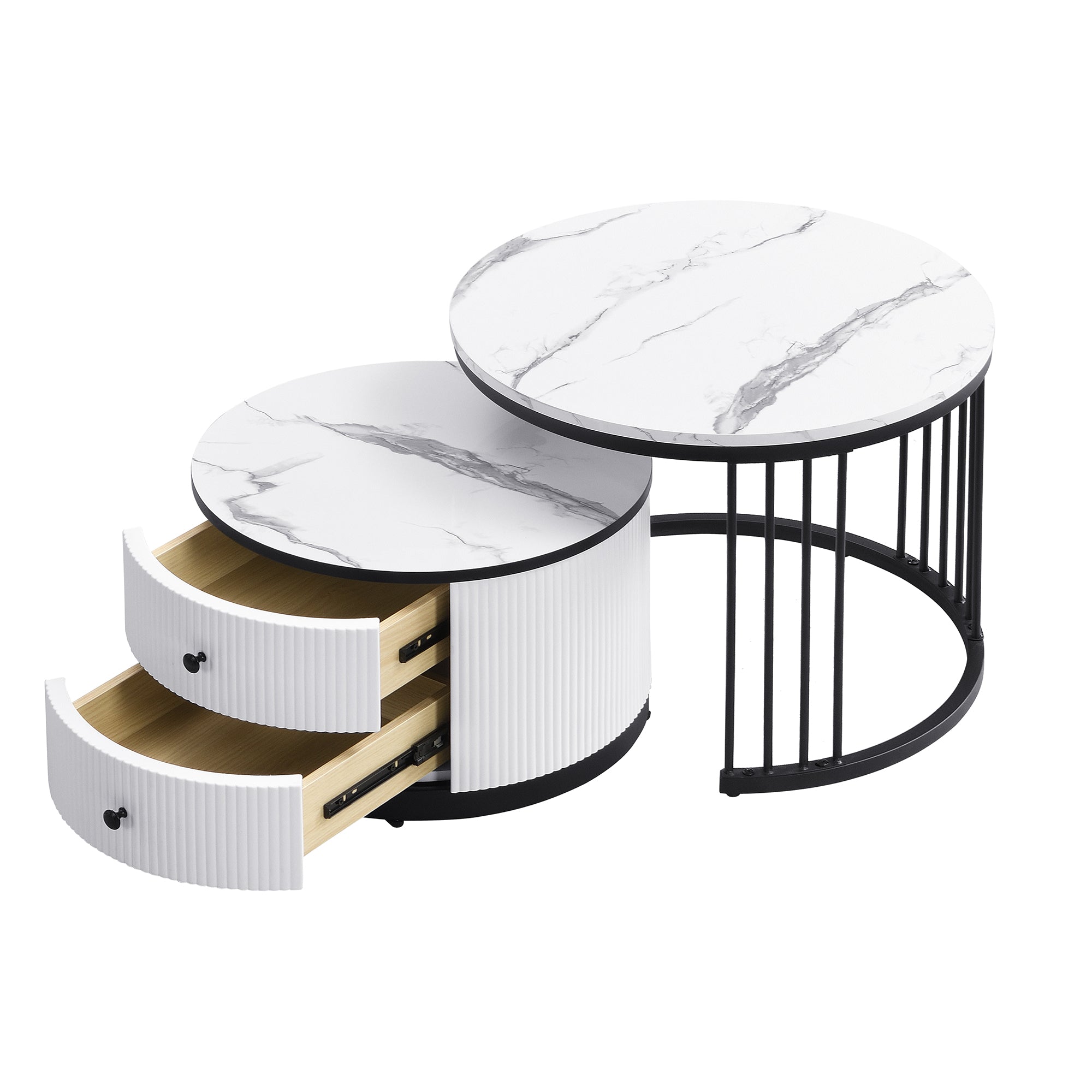 Logidon Elegante salontafelset in nestvorm wit 60x60 en 50x50