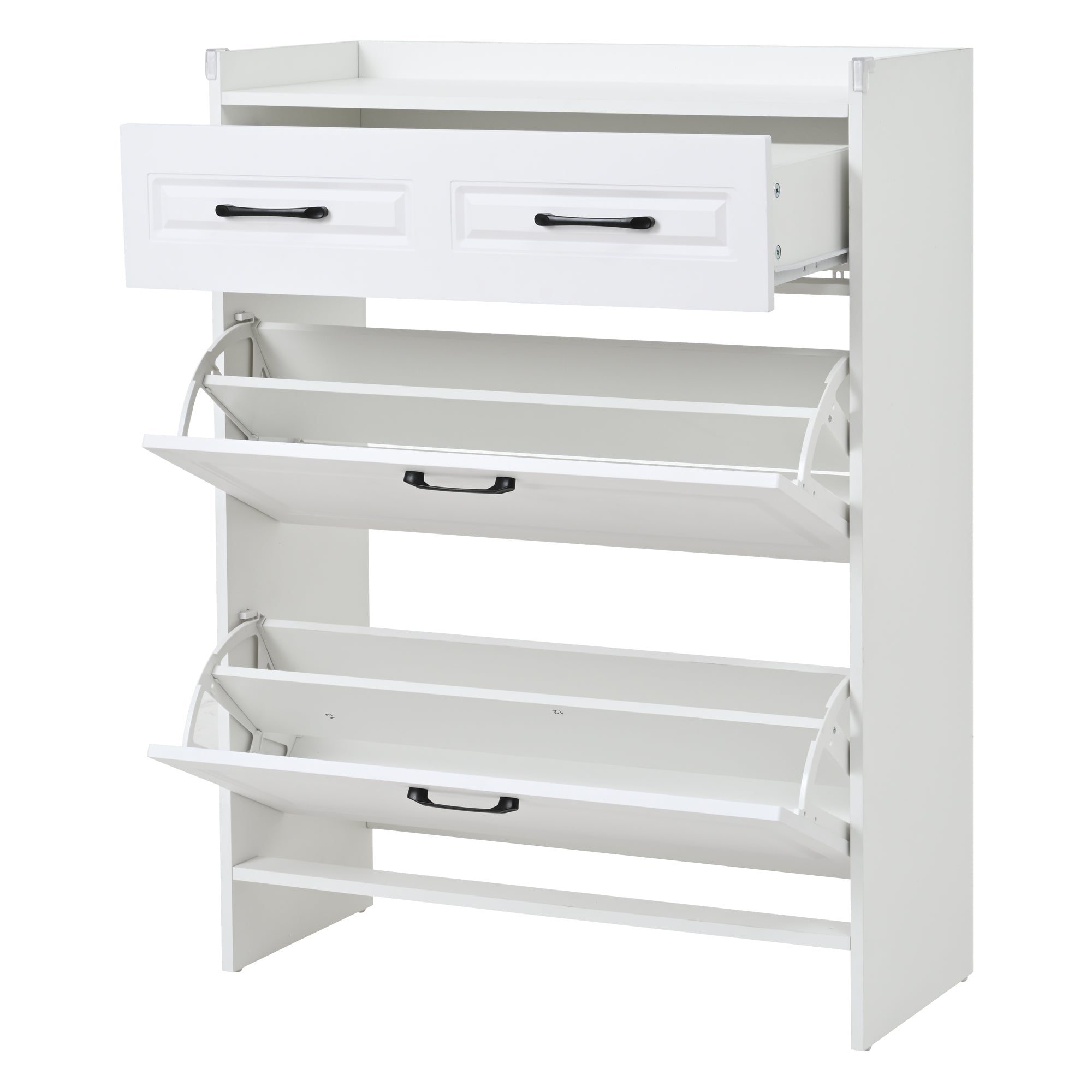 Logidon shoe cabinet white MDF 80 x 34 x 107.5 cm with 4 compartments and 1 drawer