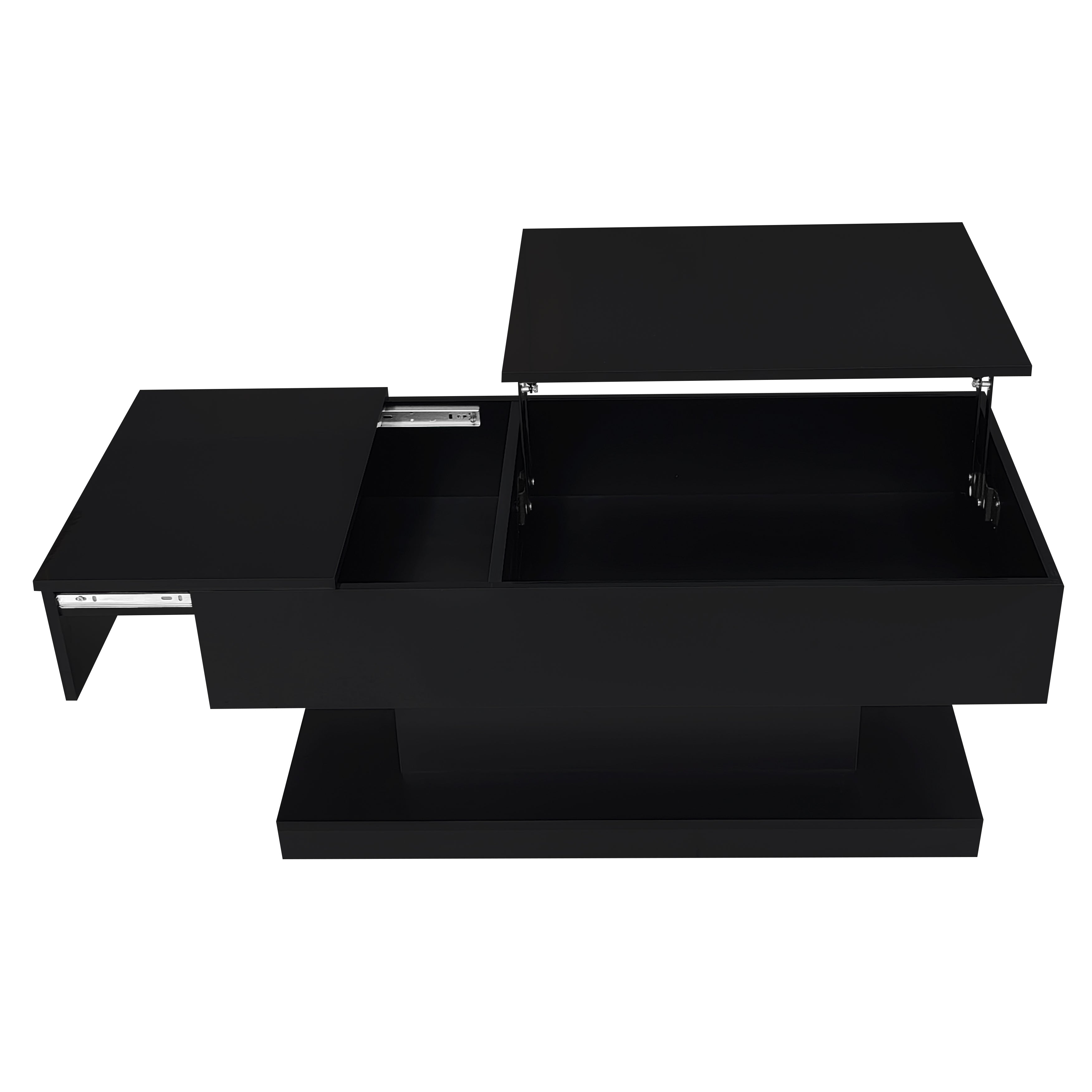 Logidon hoogglans liftsalontafel zwart 100x50x45 cm LED-verlichting