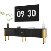 Logidon TV-meubel zwart met glazen deuren en gouden handgrepen