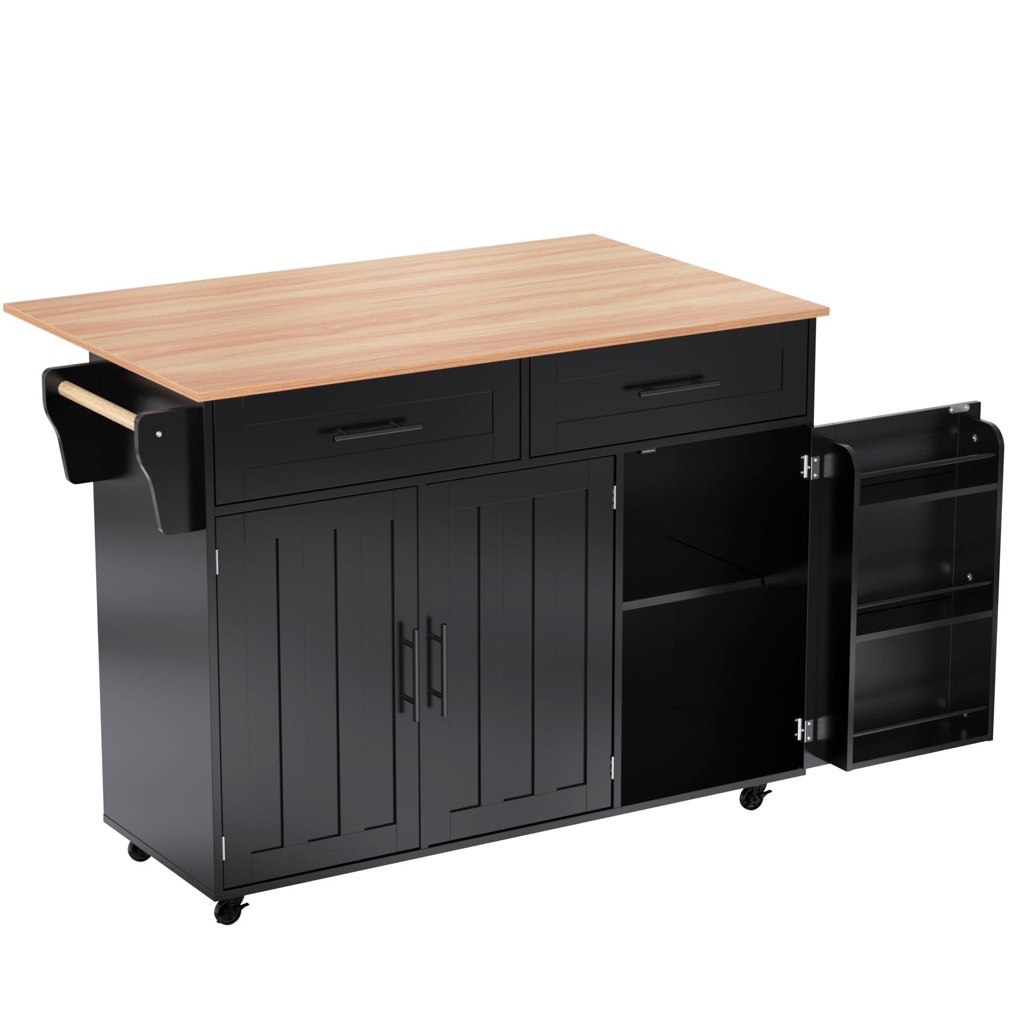 Logidon dining room trolley black 129x46x91.5 cm folding worktop
