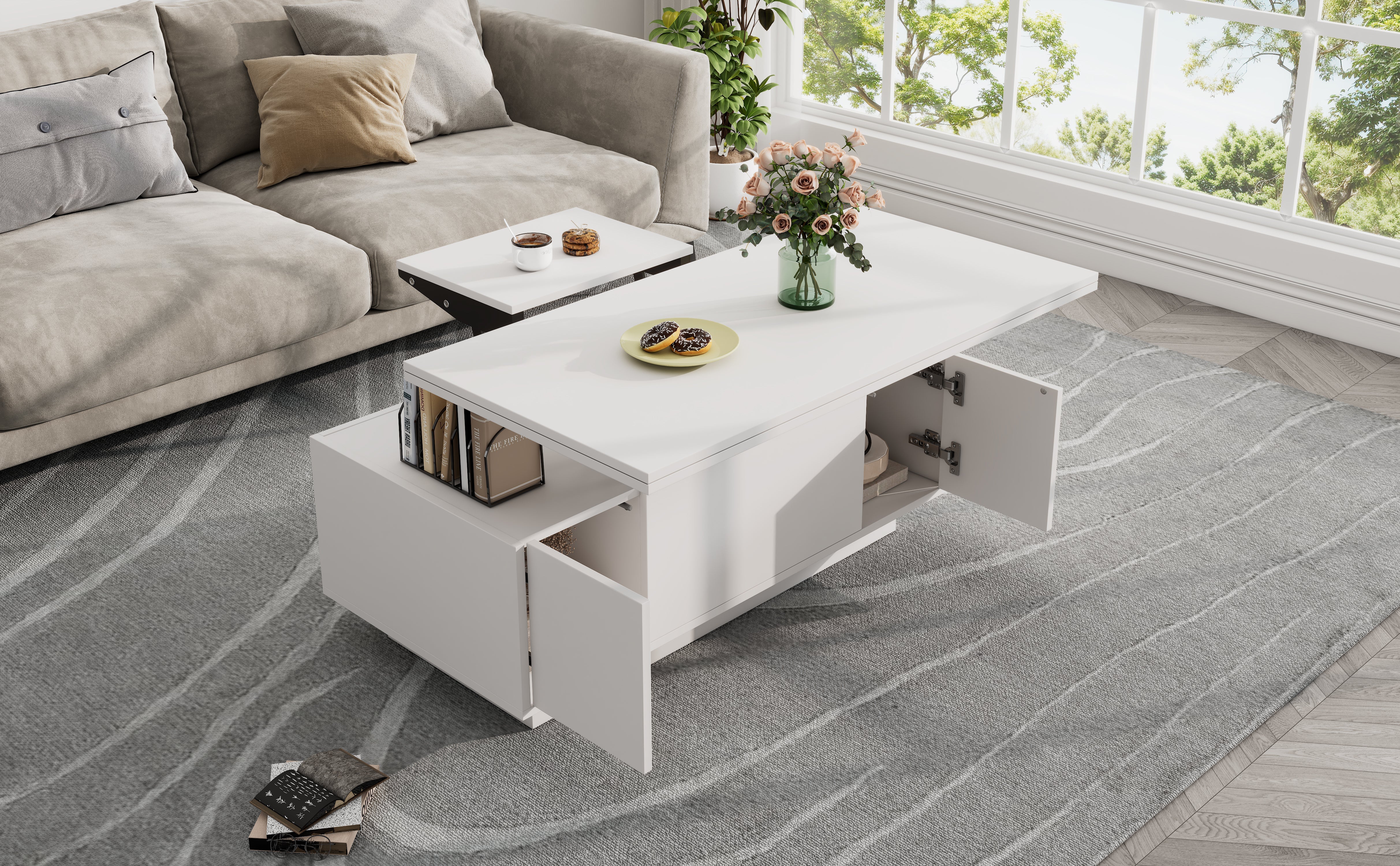 Logidon moderne salontafel met dubbel hefmechanisme, opbergruimte