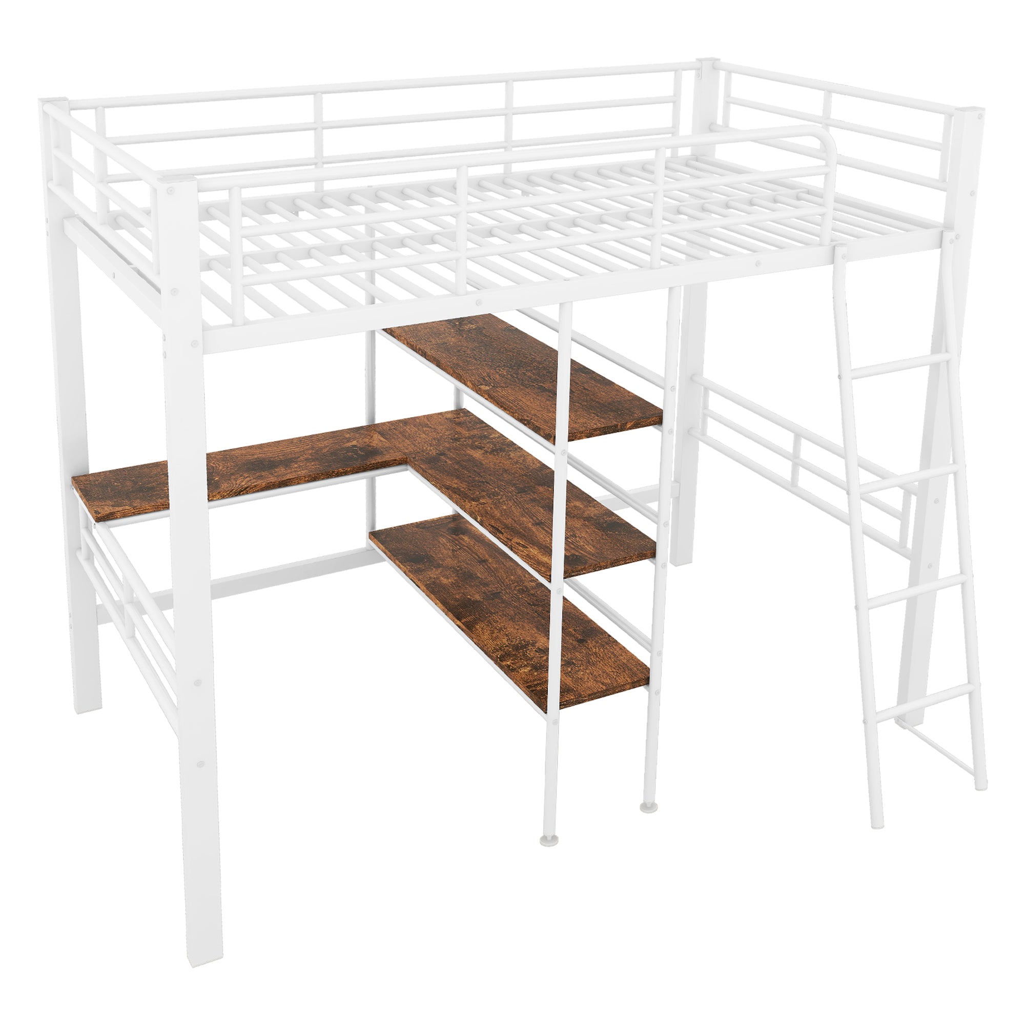 Logidon hoogslaper 90x200 cm wit met bureau en planken