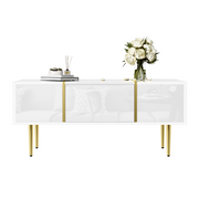 Logidon Witte Hoogglans Salontafel Met Twee Laden 100x60x41,5 cm