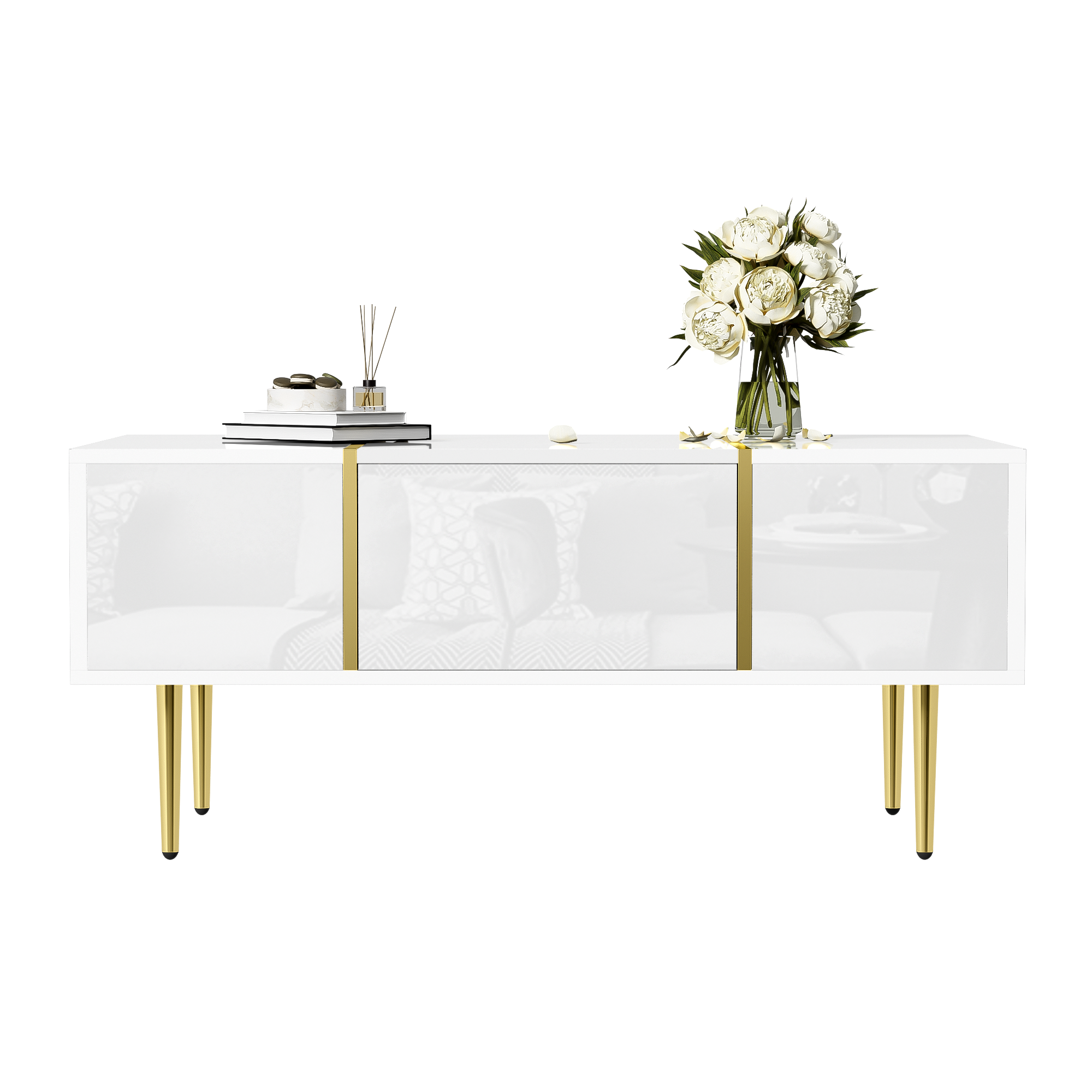 Logidon Witte Hoogglans Salontafel Met Twee Laden 100x60x41,5 cm