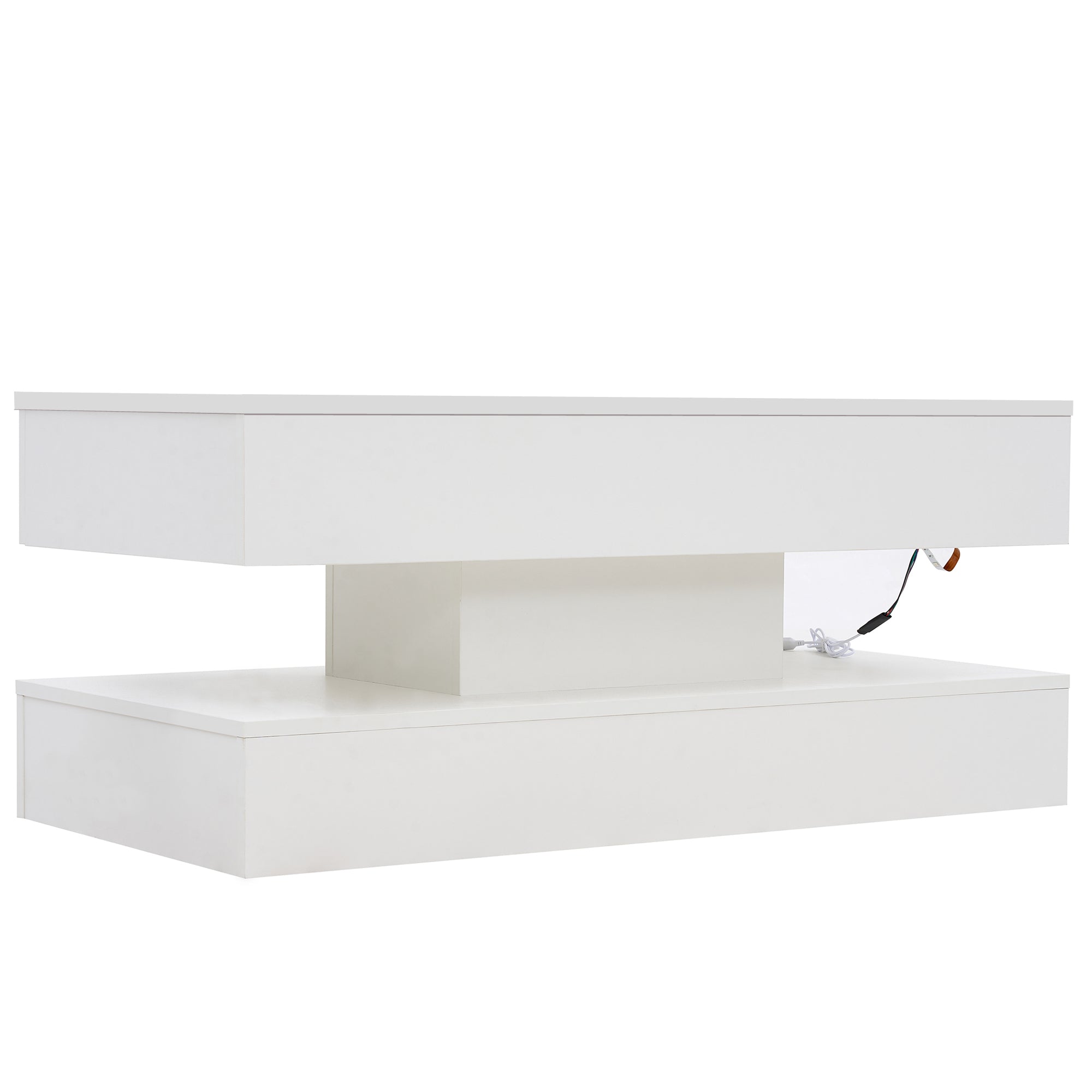 Logidon salontafel LED-verlichting en opbergruimte wit 100x50 cm