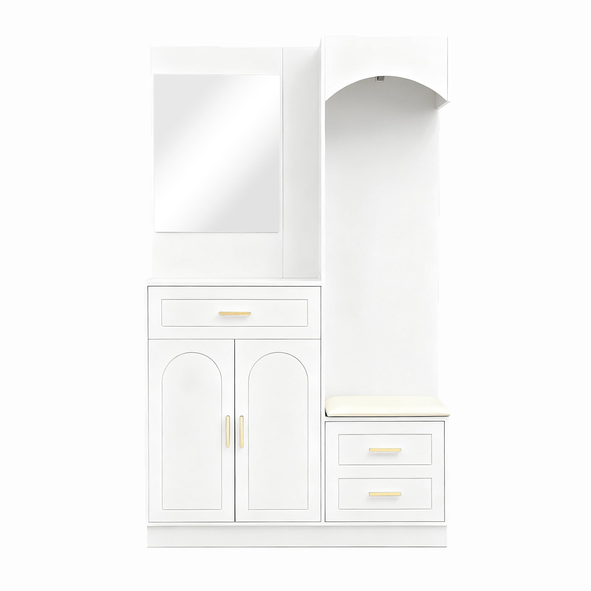 Logidon Moderne Kledingkastcombinatie Met Spiegel Wit 110x33x185 cm
