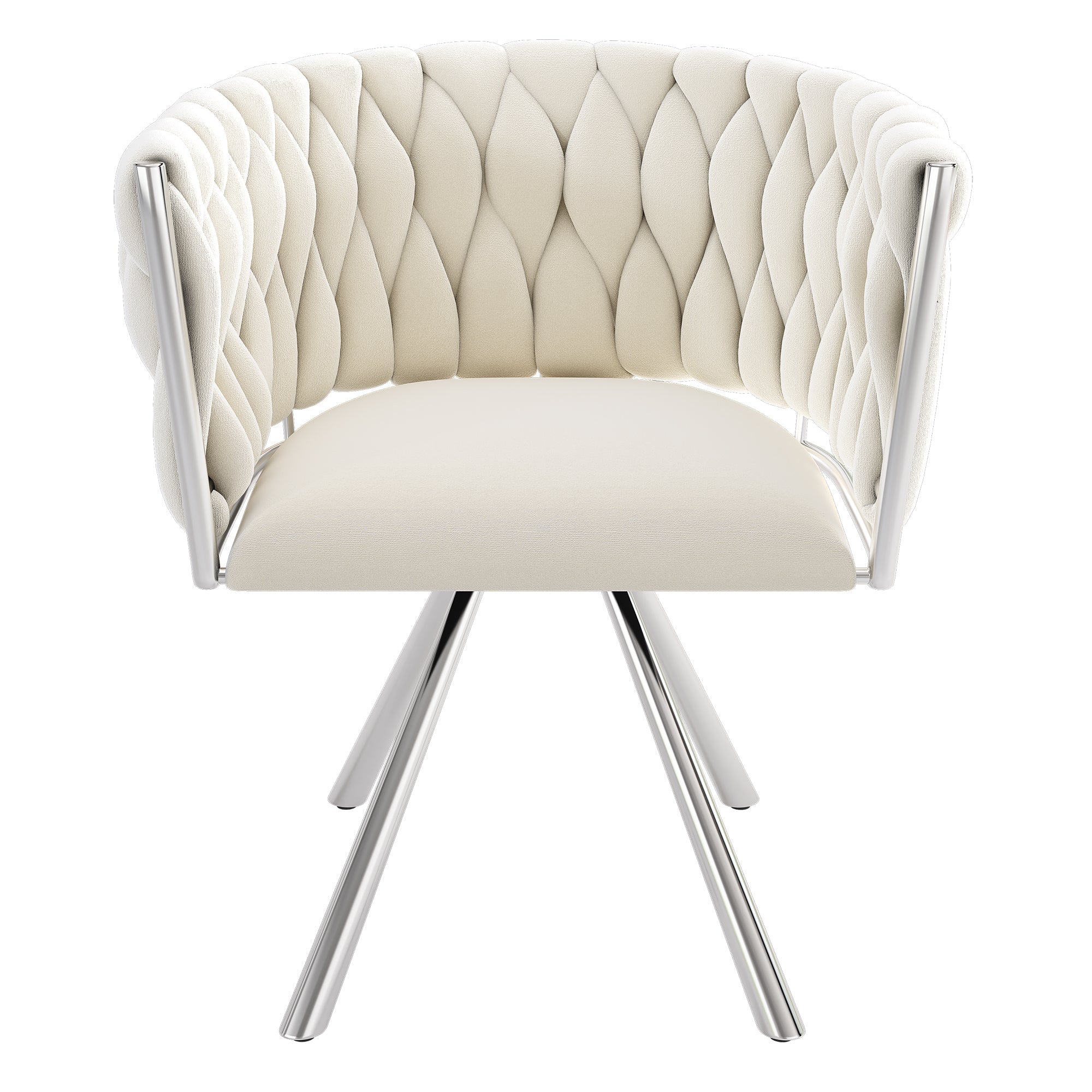 Logidon Eetkamerstoel fluweel Draaistoel Metaal Beige Zilver Set van 6