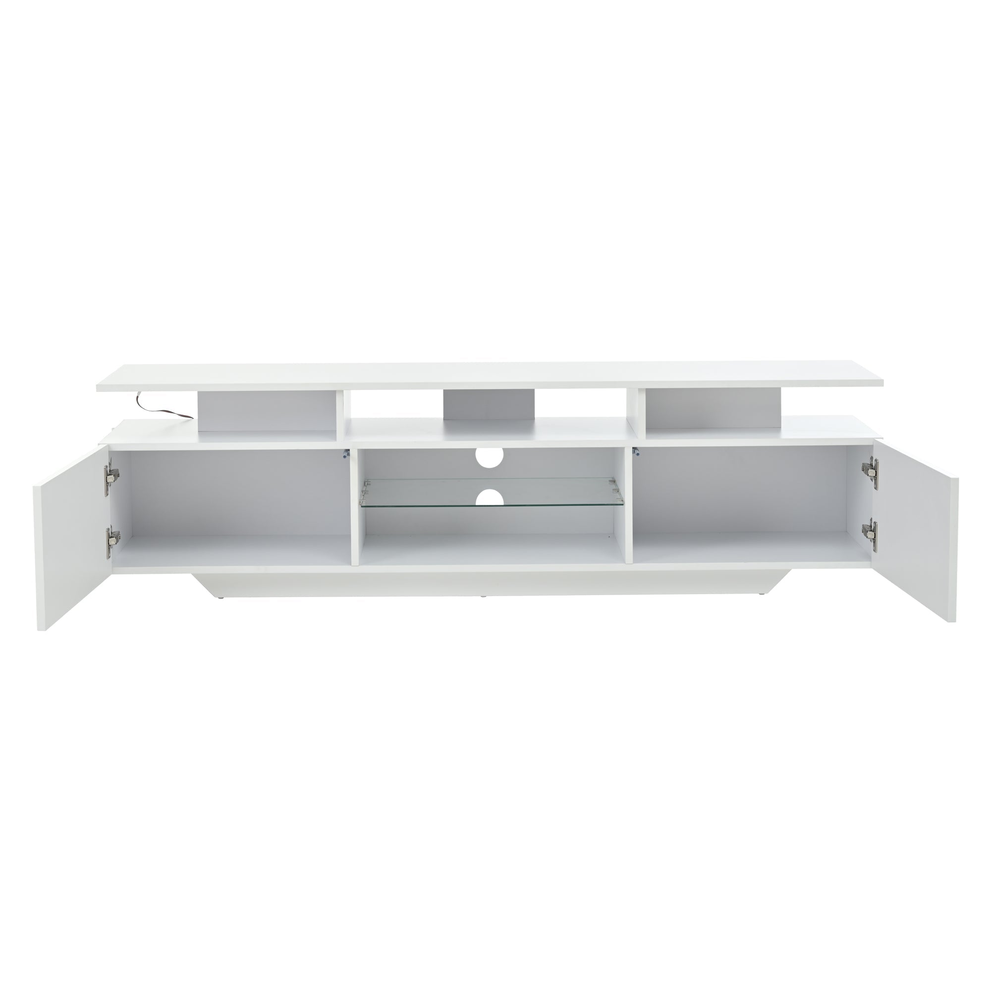 Logidon TV-meubel hoogglans wit 160 x 40 x 45 cm met LED lichtstrip glasplanken