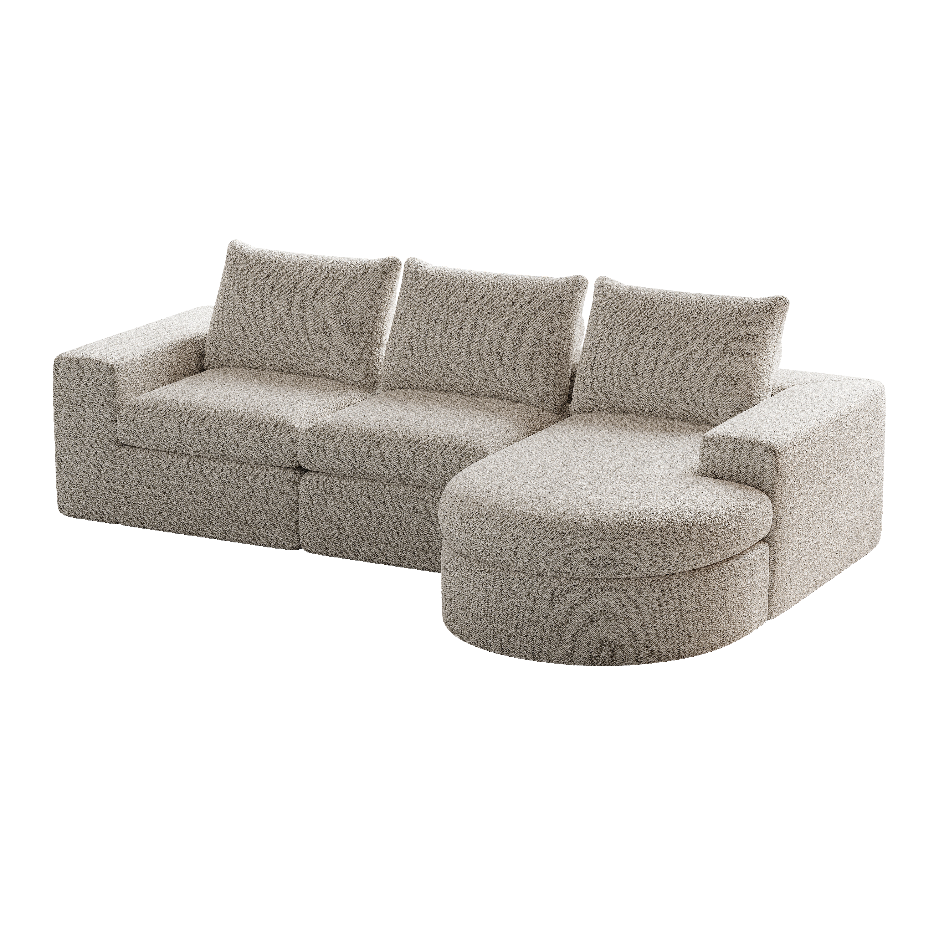 Logidon Modulair Chenille Sofa 3-zits Hoekbank Ligstoel Beige