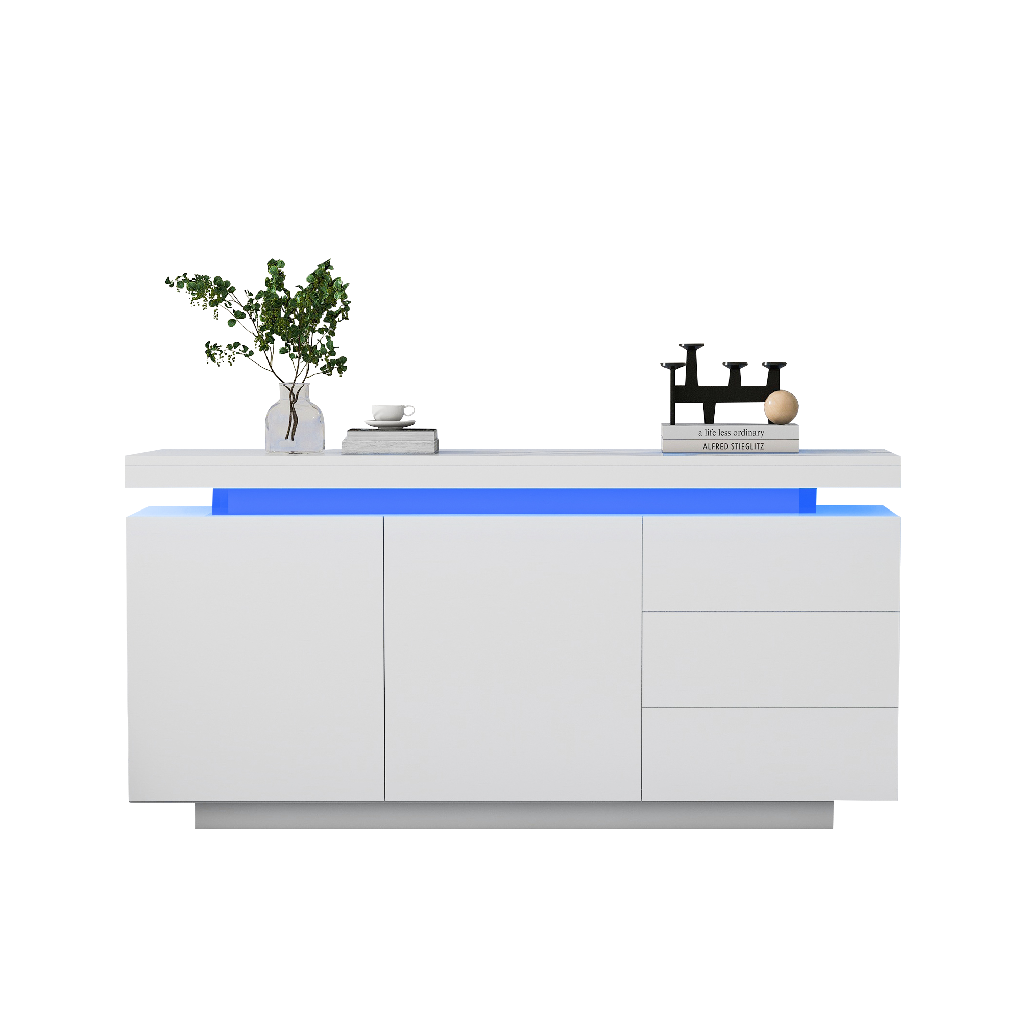 Logidon dressoir wit LED licht 140x35x72,5 cm 2 deuren 3 lades