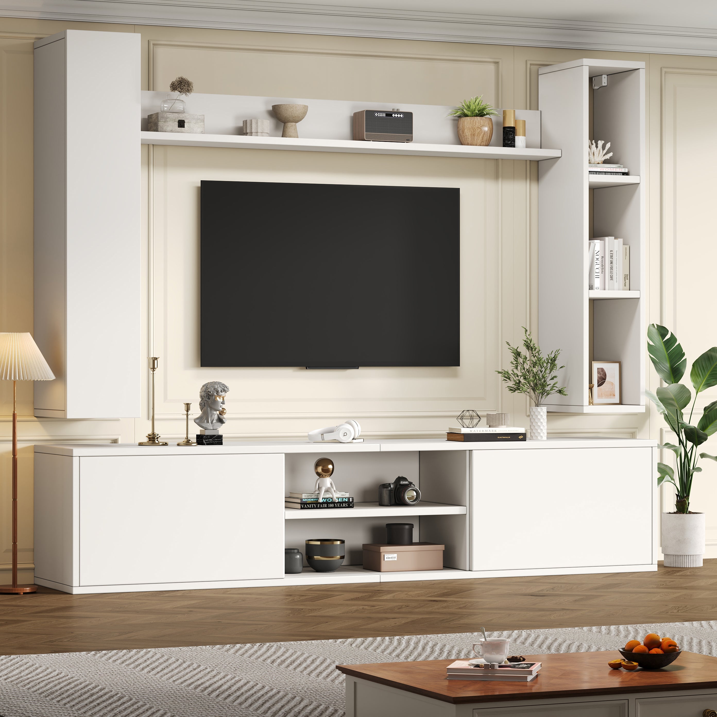Logidon TV wandmeubel wit 180x35x33,5 cm compleet 4 delen