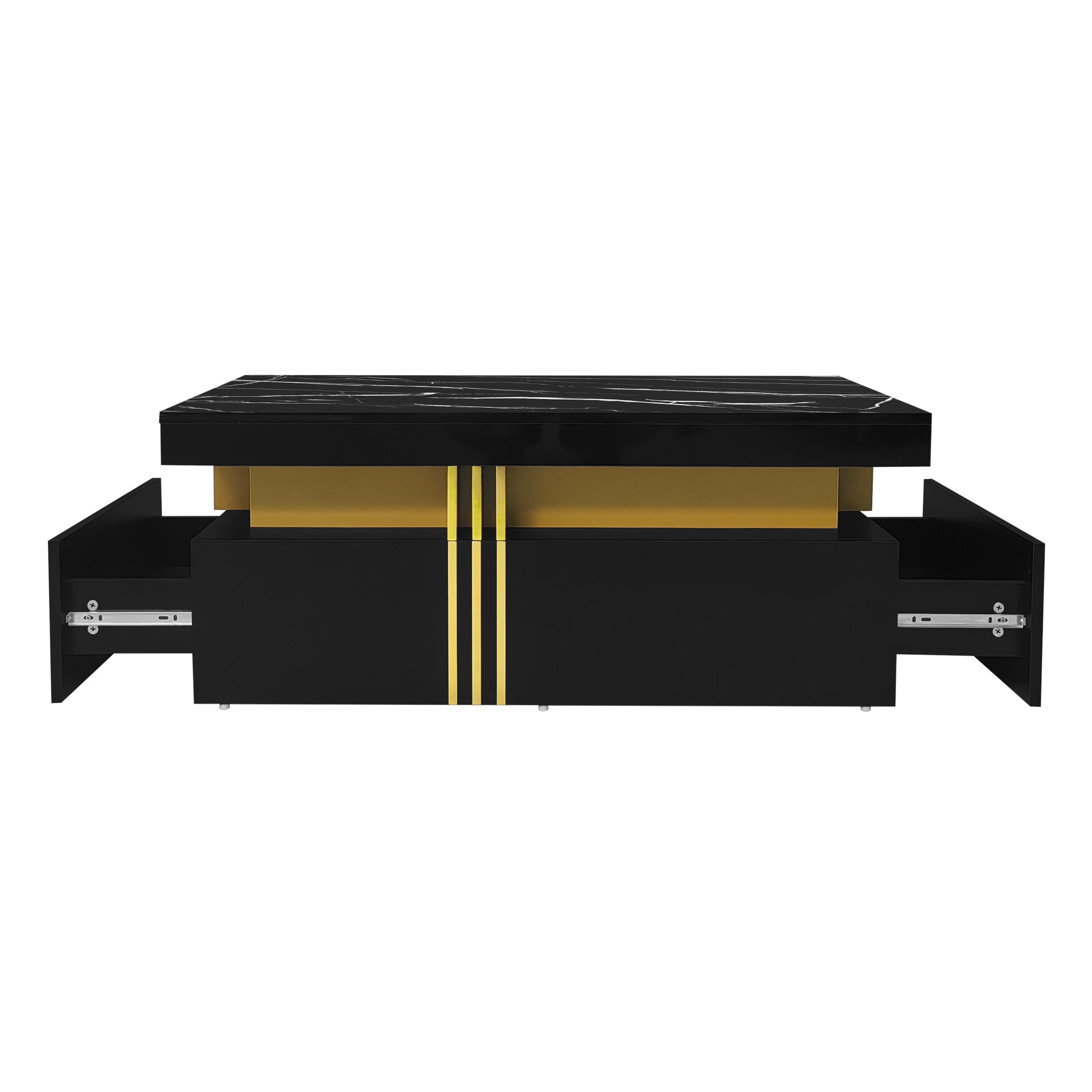 Logidon Zwarte tv-wandmeubelset 2 tv-kast salontafel marmerlook