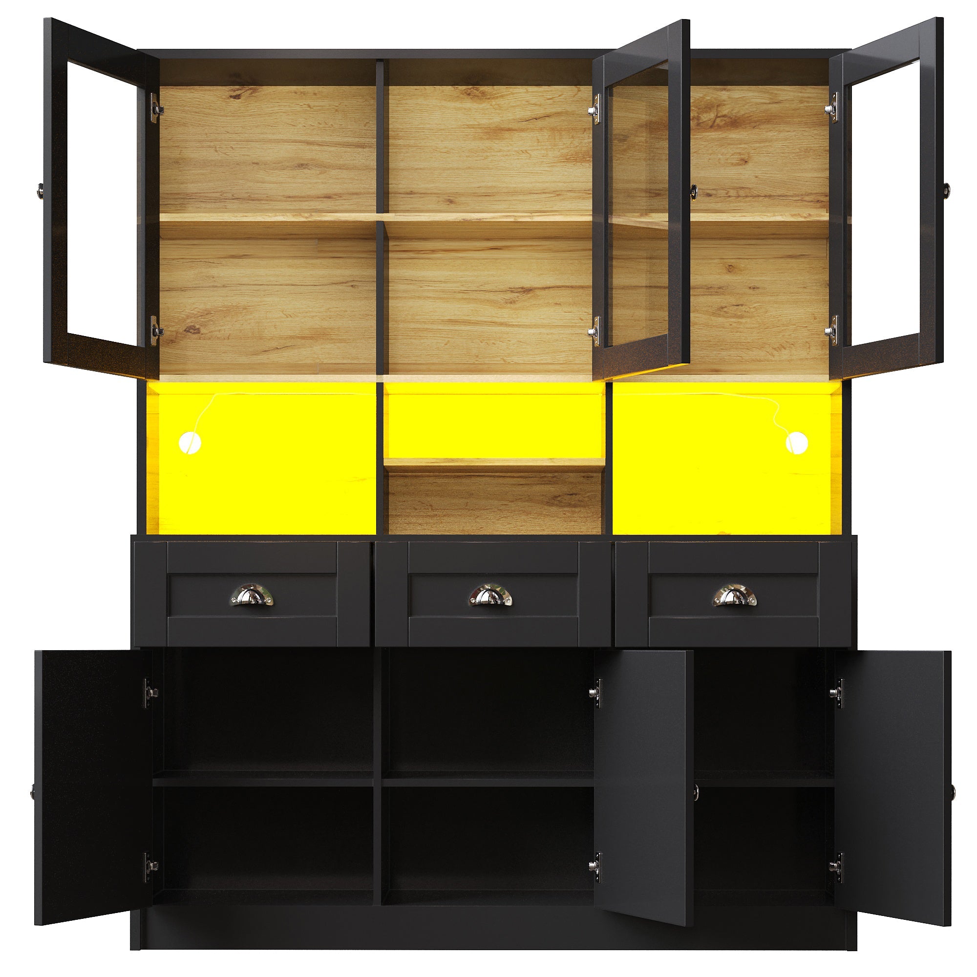 Logidon keukenkast 140x40x175 LED verlichting wit zwart