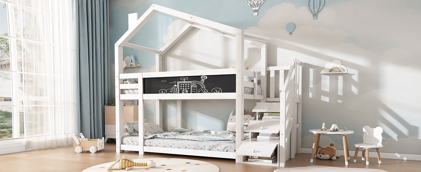 Logidon stapelbed boomhut 90x200 wit met schouw en opbergruimte