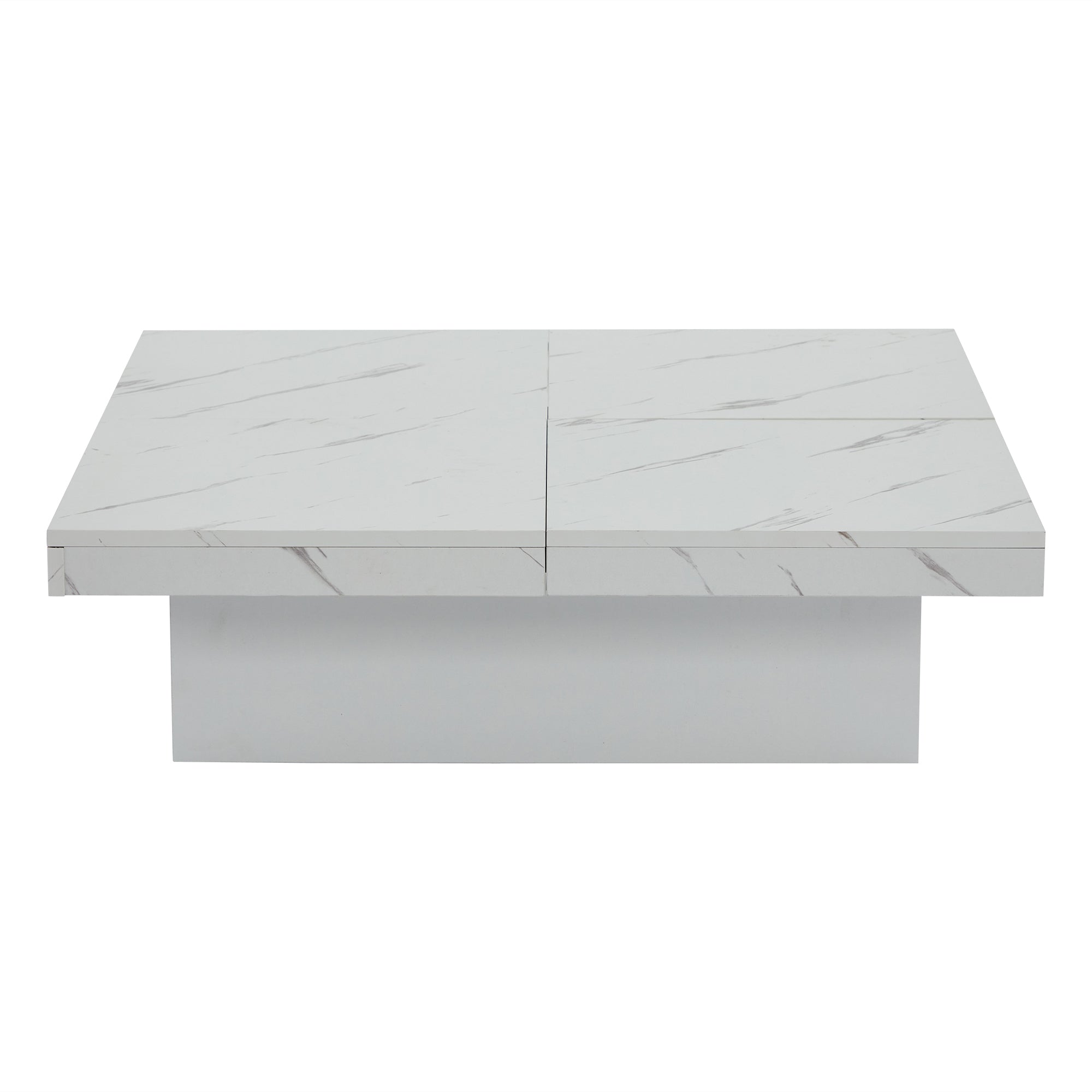 Logidon vierkante salontafel wit marmerlook 90x90x25 cm met lades