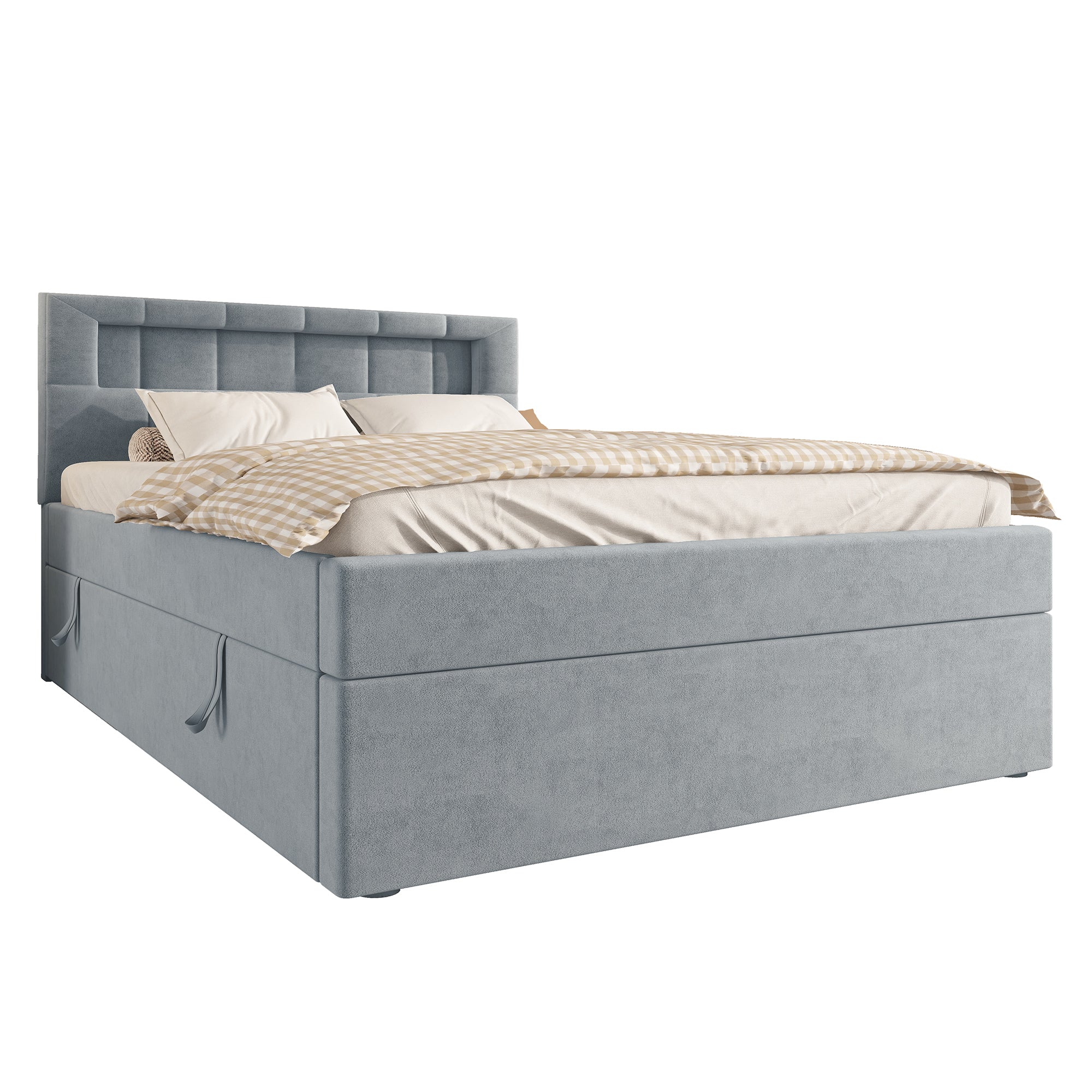 Logidon flat bed 90x200 velvet gray ambient light headboard