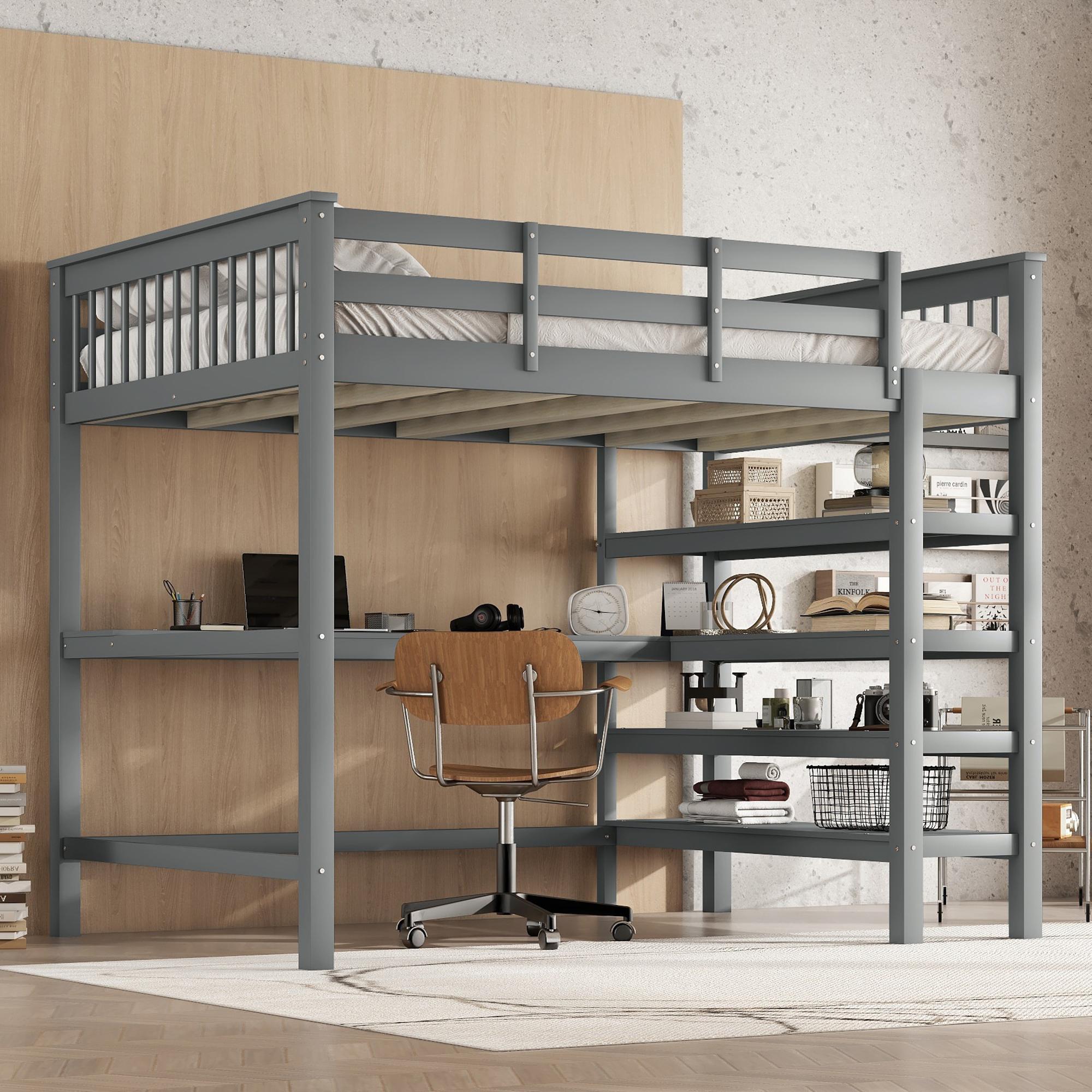 Logidon hoogslaper 140x200 met opbergvakken bureau grijs