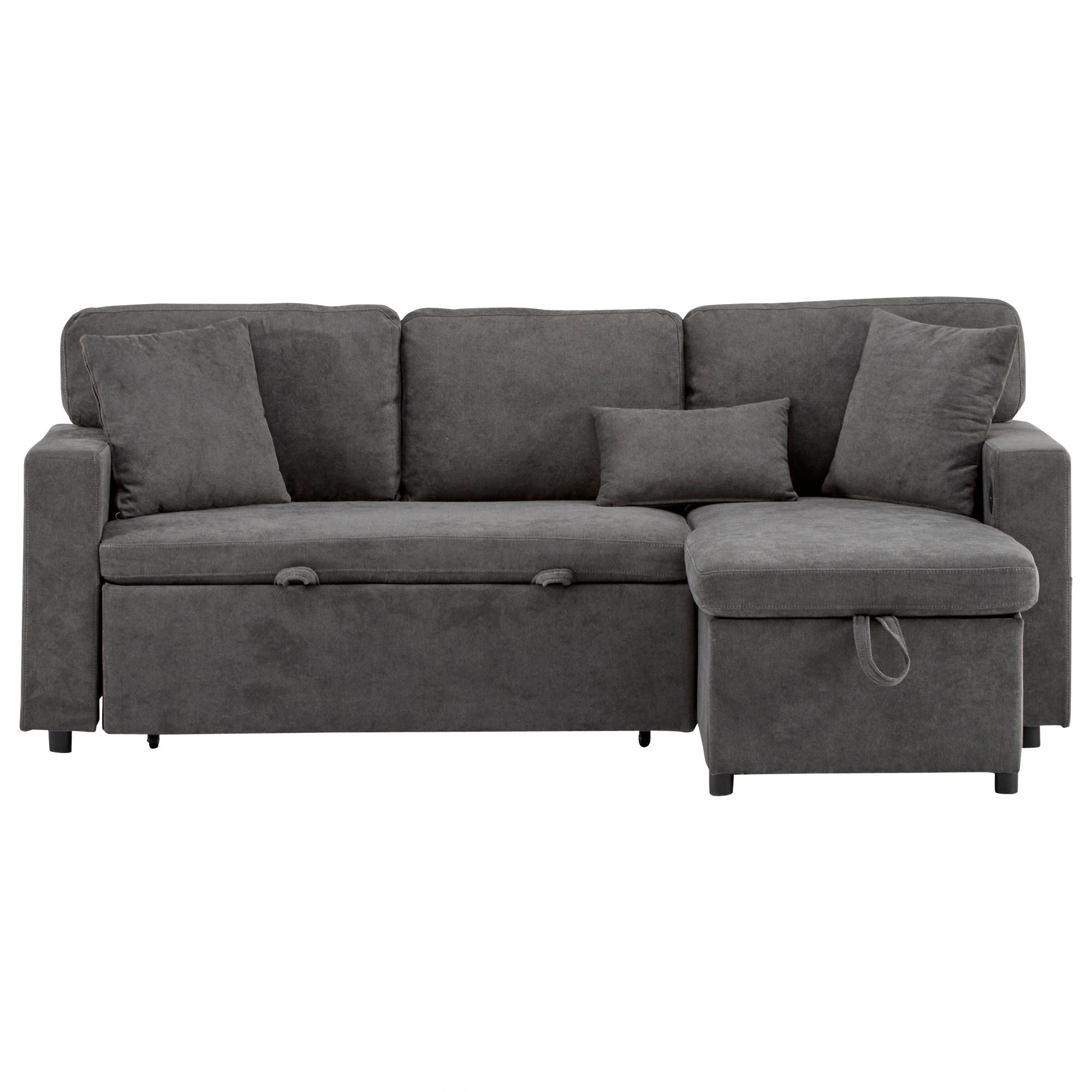 Logidon Corner Sofa Gray Extendable Bed With Bed Box Shelf 214x131