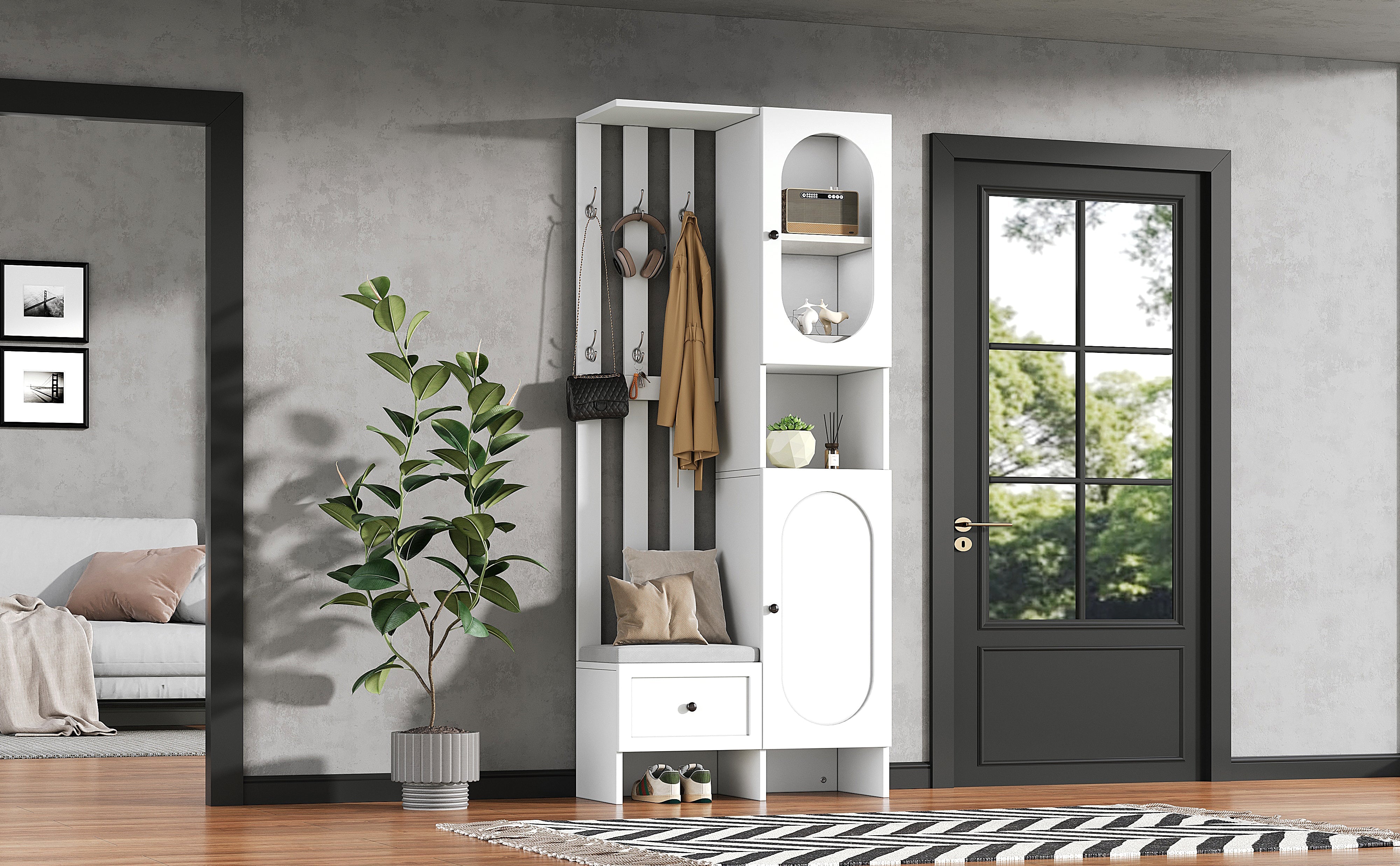 Logidon compacte kledingkast 85x33,5x200 cm wit 2 kasten