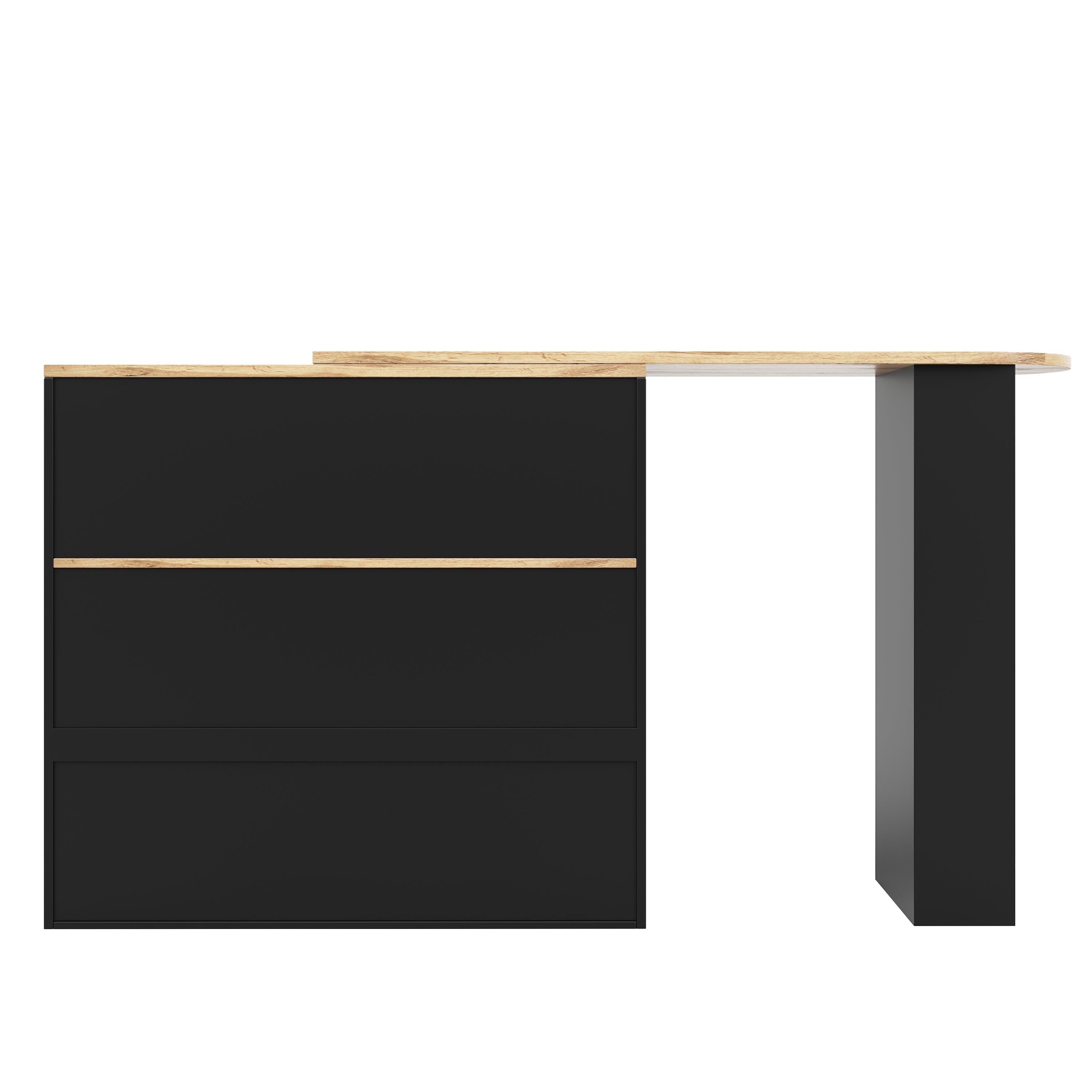 Logidon 360 graden draaibare eetbar zwart 138 cm - 4 lades
