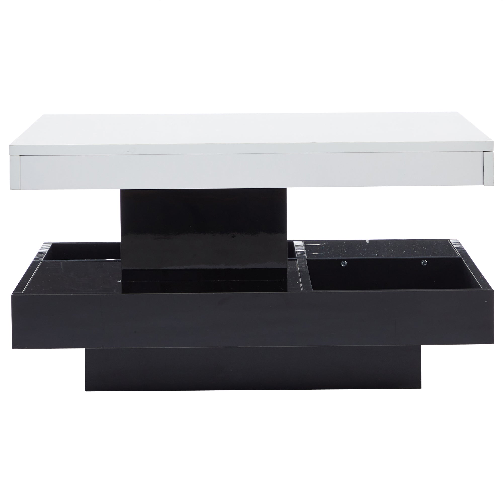 Logidon Draaibare Salontafel Wit Blad Zwart Onderstel 70x70x36