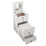 Logidon kaptafel met spiegel en LED-verlichting wit 3 lades