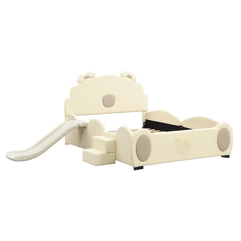 Logidon Cartoon Bear Bed 90x200 cm With Slide And Ladder Beige