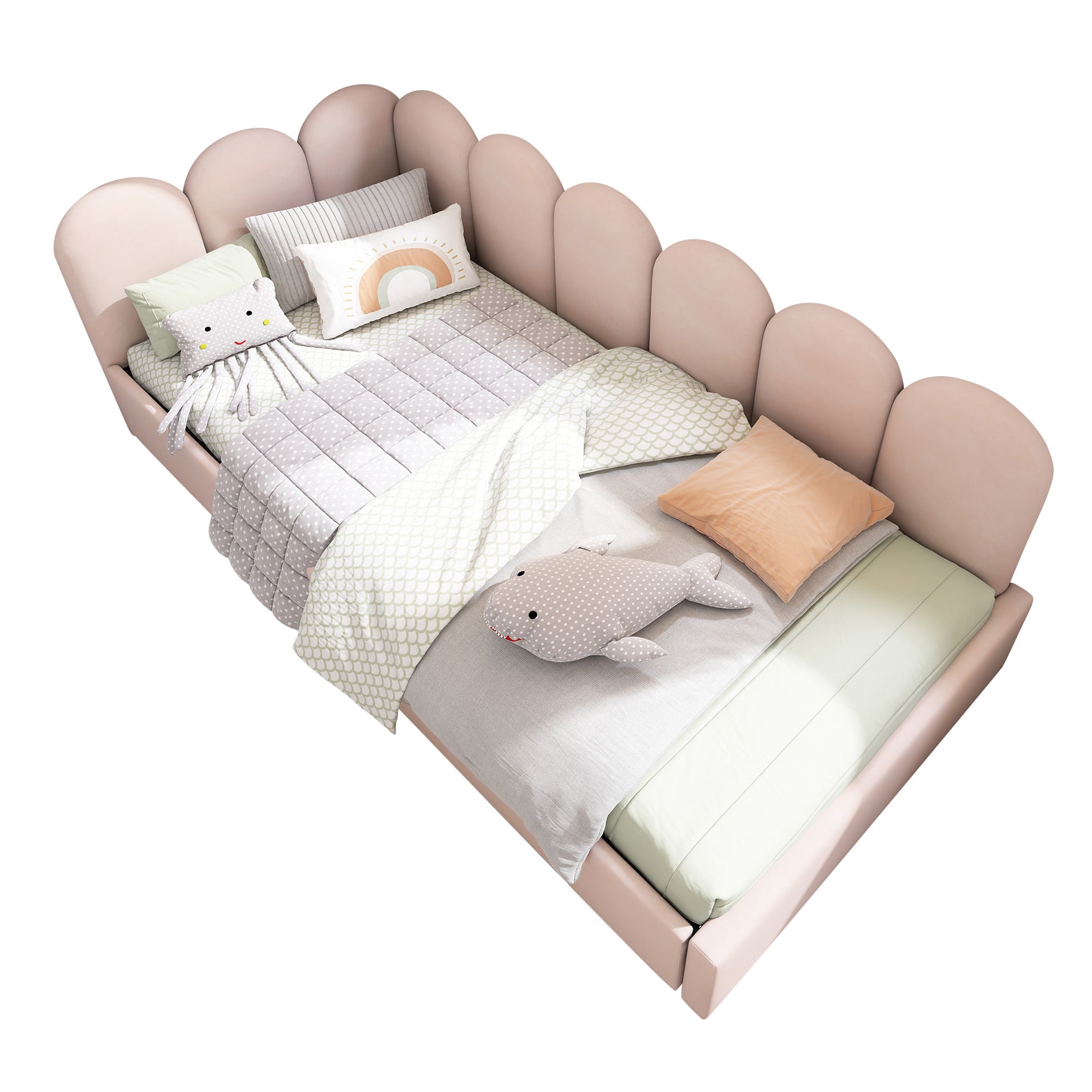 Logidon gestoffeerd bed 90x200 roze fluweel dagbed met lades