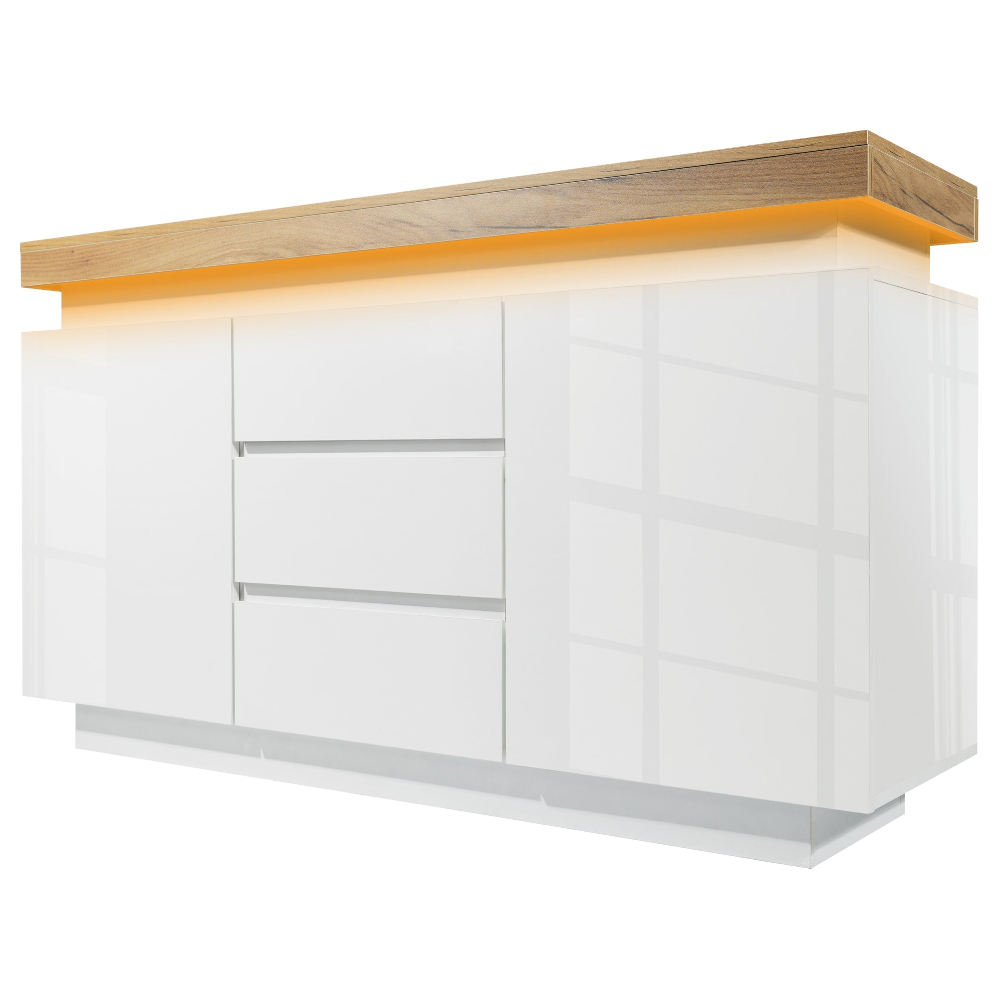 Logidon Wit Dressoir Met LED Verlichting 2 Deurs 3 Lades
