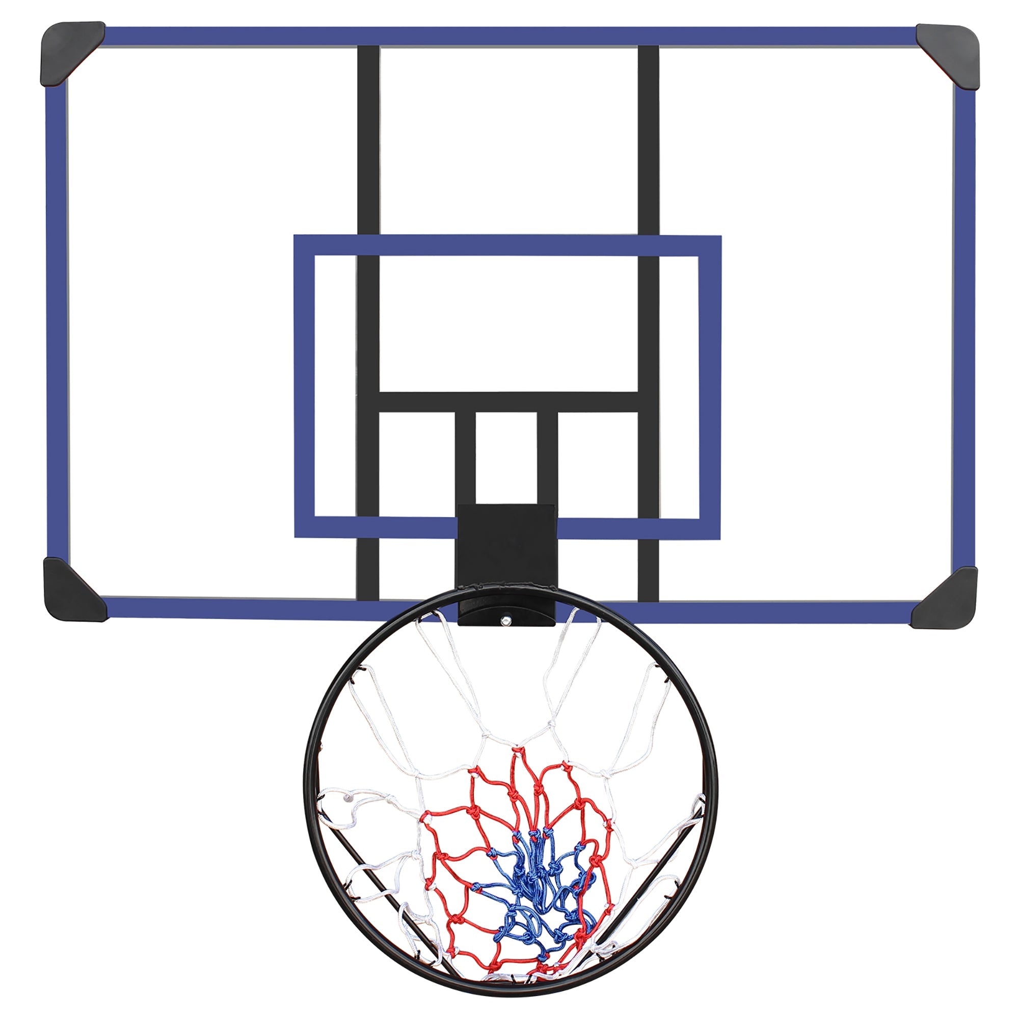 Logidon Wall Mounted Basketball Hoop Adjustable Height Blue Metal Frame