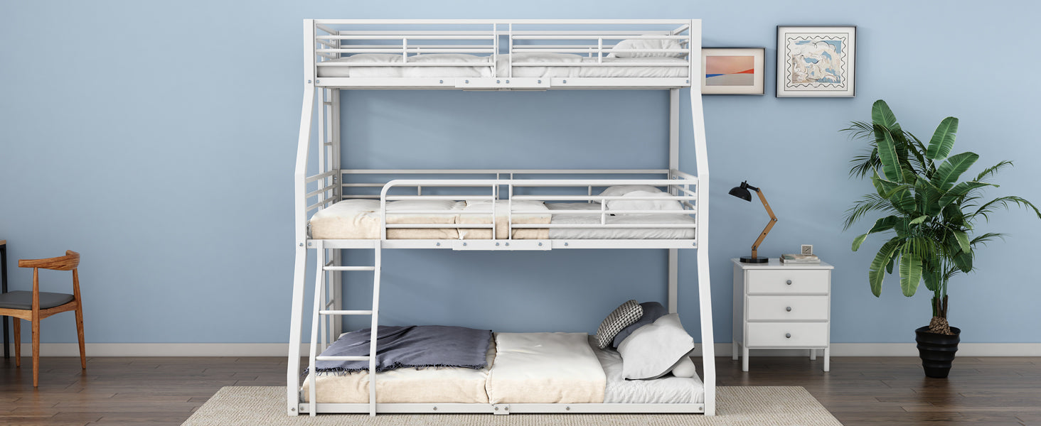 Logidon stapelbed 90x200 cm driedubbel metalen bedframe wit