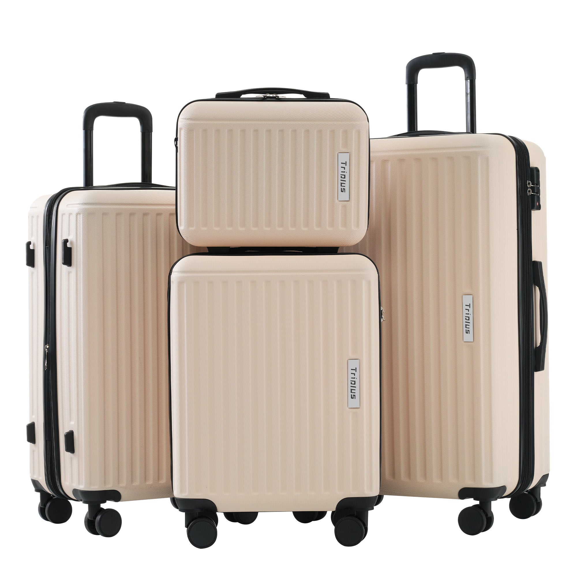 Logidon kofferset S-M-L-XL harde koffer 4 wielen beige
