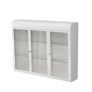 Logidon wandvitrinekast 3 deuren gebogen glas wit 90x20x70 cm