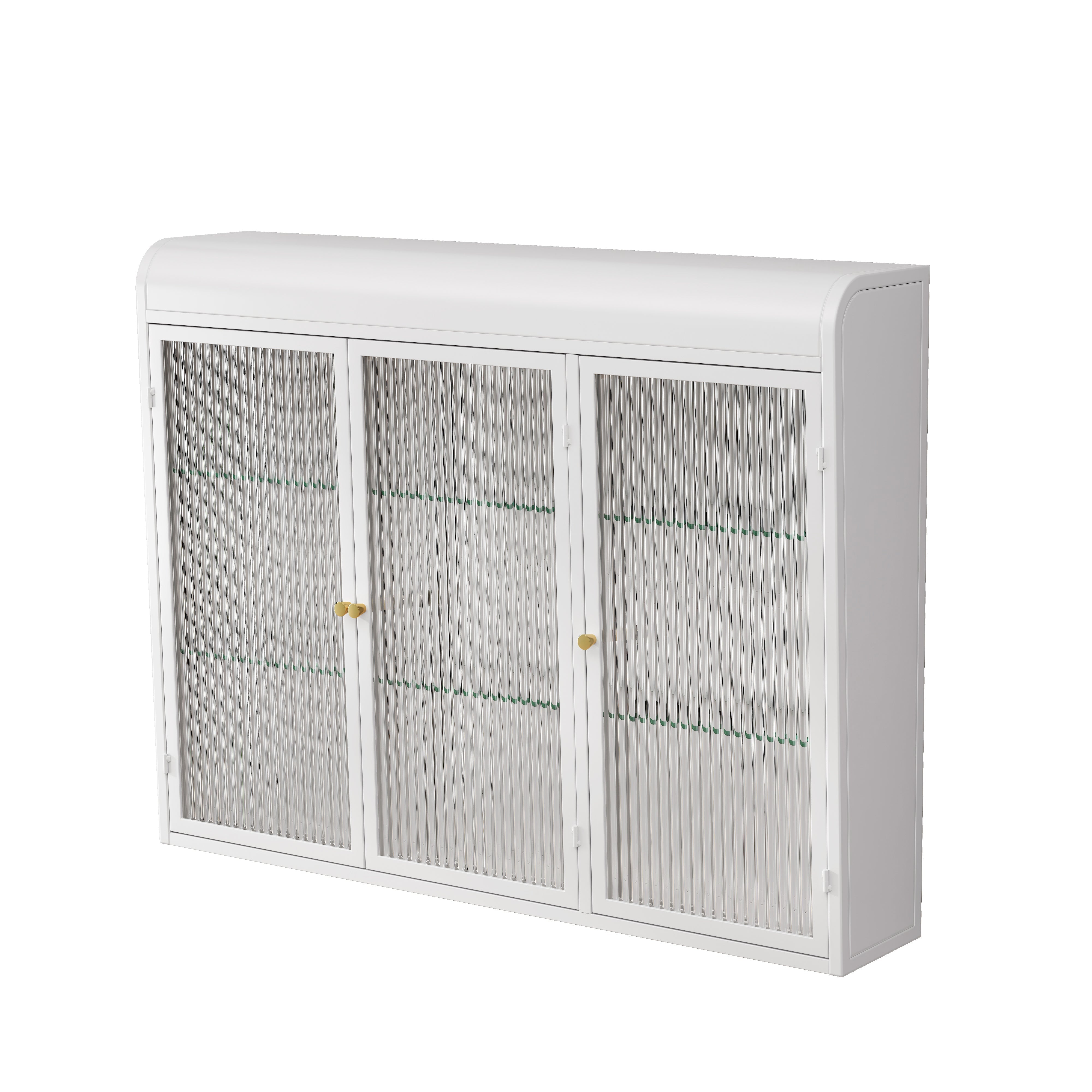 Logidon wandvitrinekast 3 deuren gebogen glas wit 90x20x70 cm