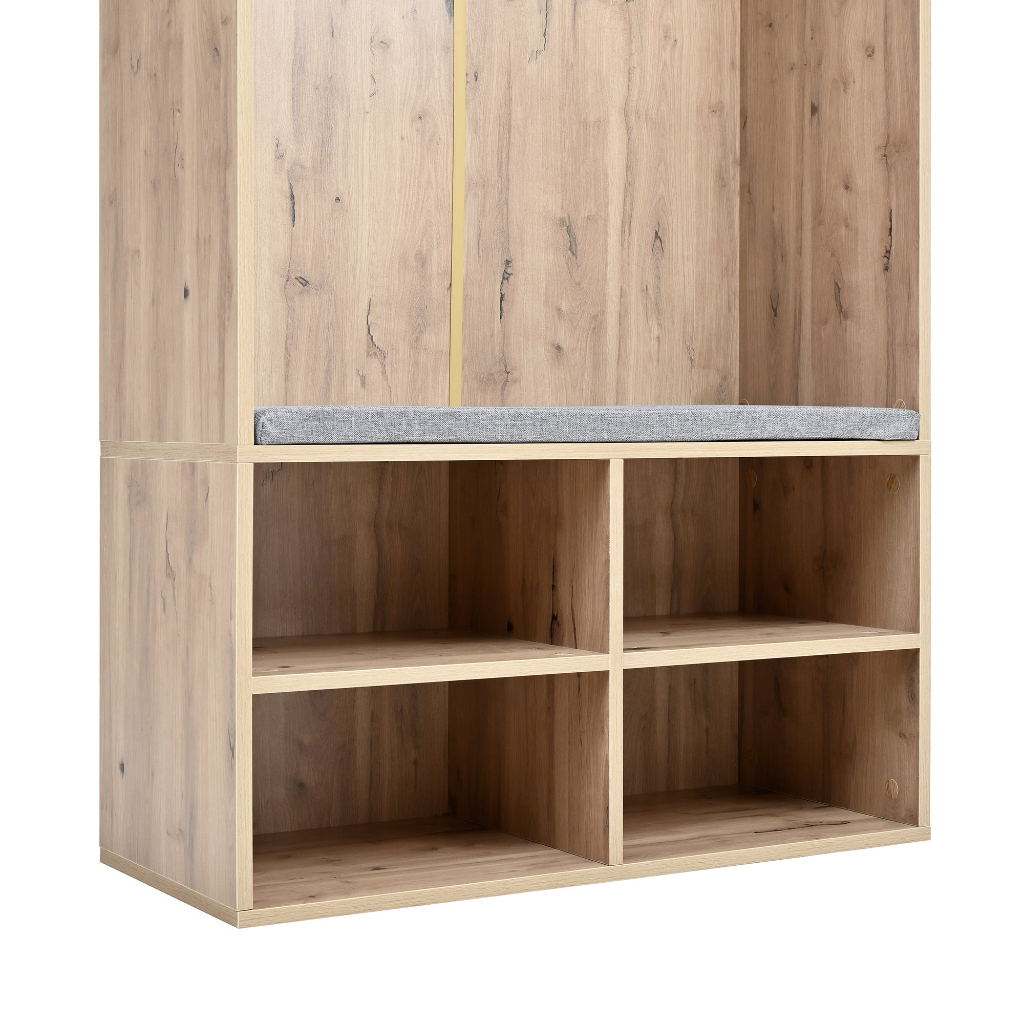 Logidon garderobekast met bank en 5 haken naturel wit 80x35x185cm