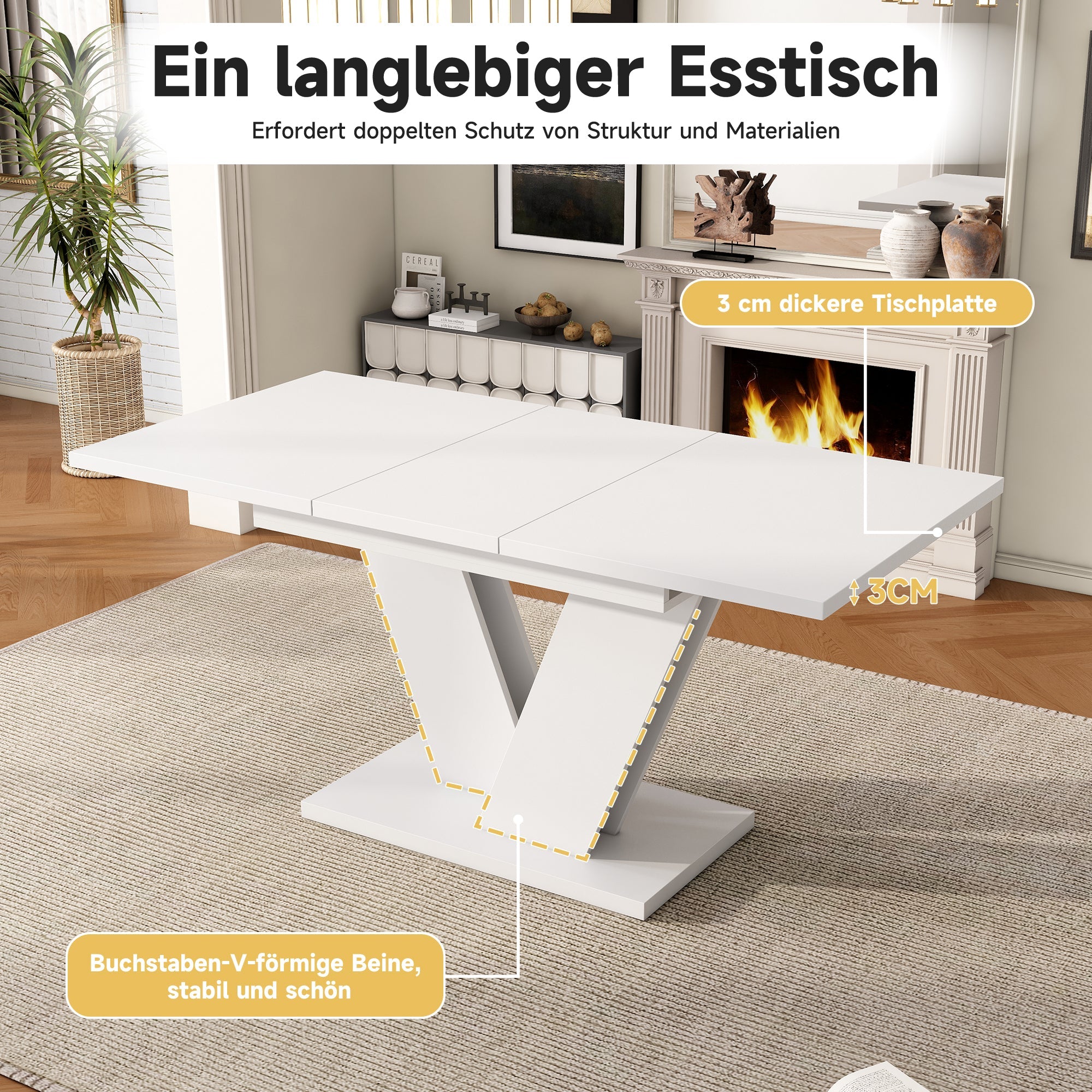 Logidon Uitschuifbare eettafel Wit MDF 160 80 Verdikt blad