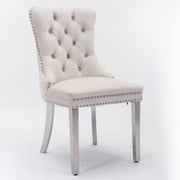 Logidon Nikki Collection beige fluwelen eetkamerstoelenset 2 met chromen poten