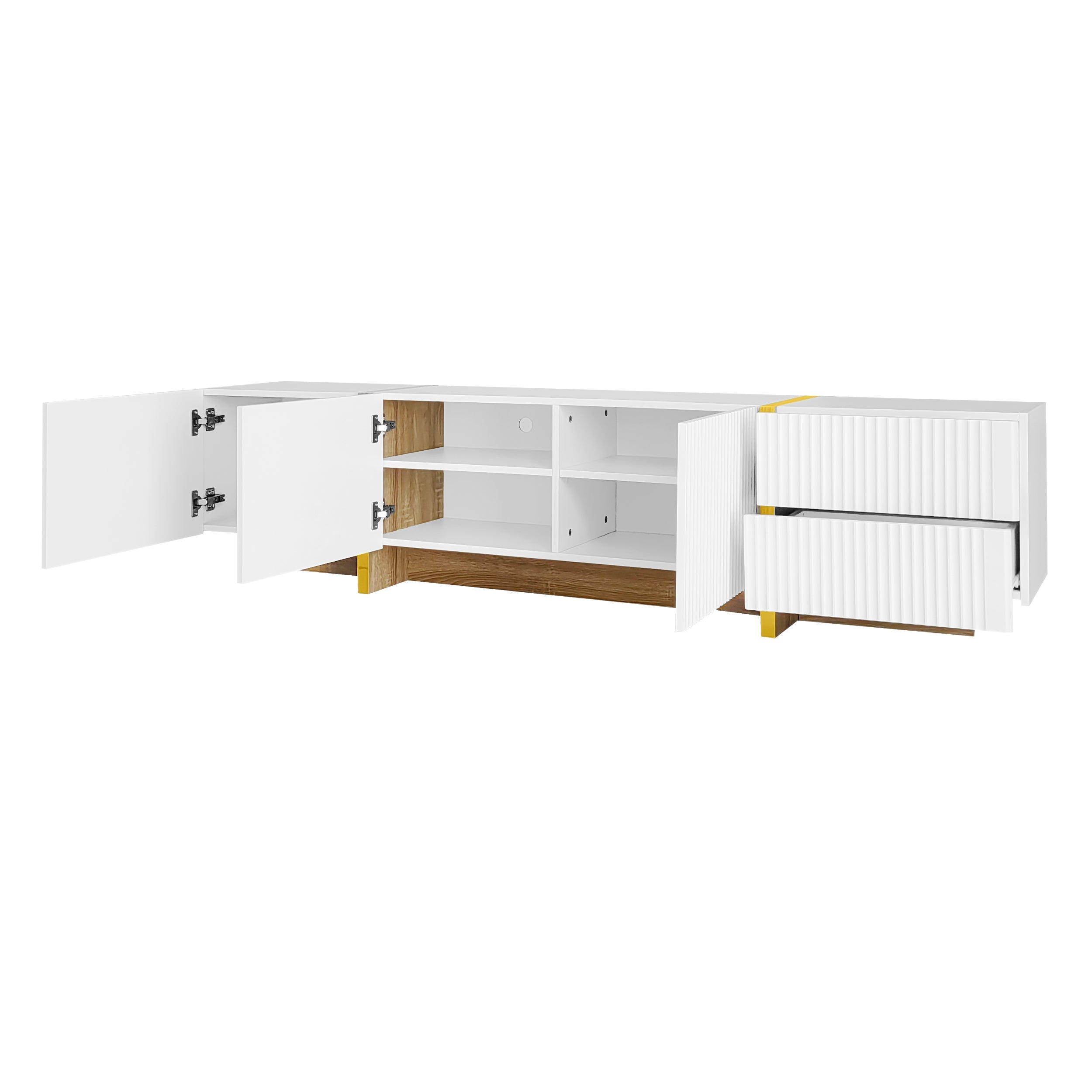 Logidon TV-meubel 190 cm wit goud houtnerf 3 deuren 2 lades