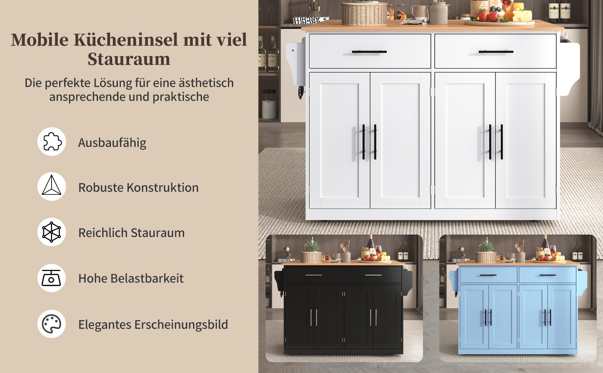 Logidon serving trolley with folding table top black 120x46x91 cm