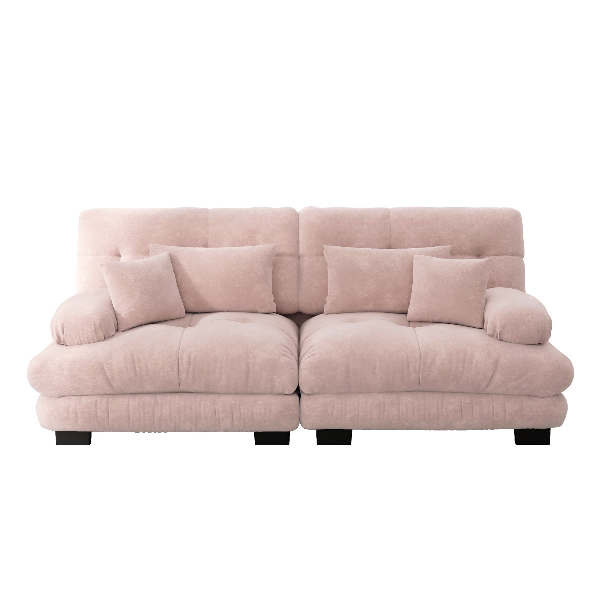 Logidon hoekbank fluweel roze vintage chenille 220 cm met lendenkussen